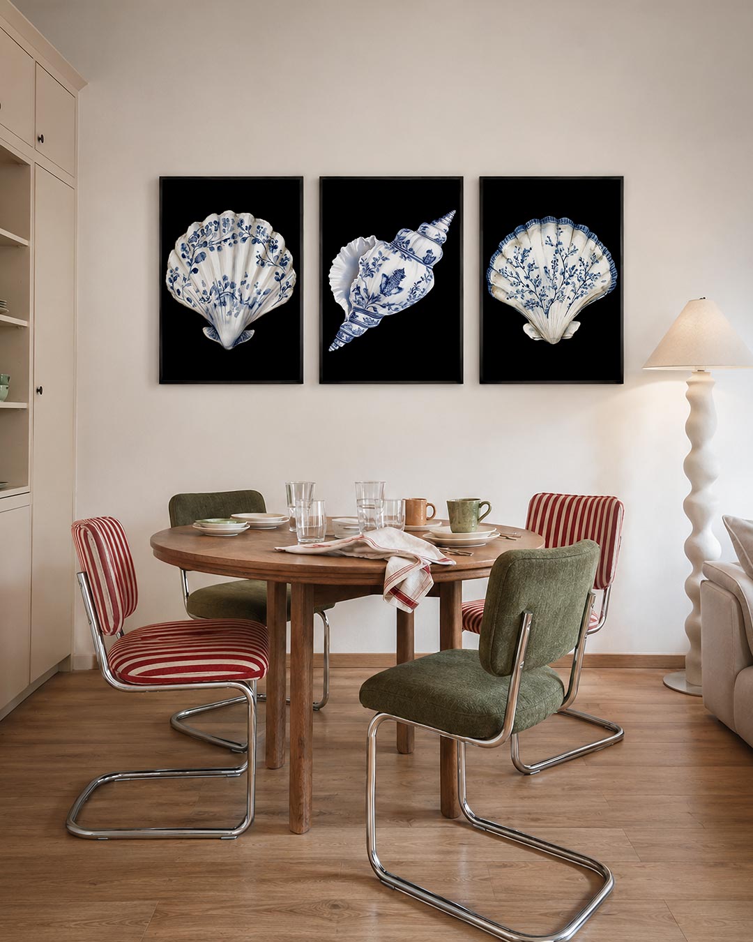 Blauwe schelpdetails Posterset