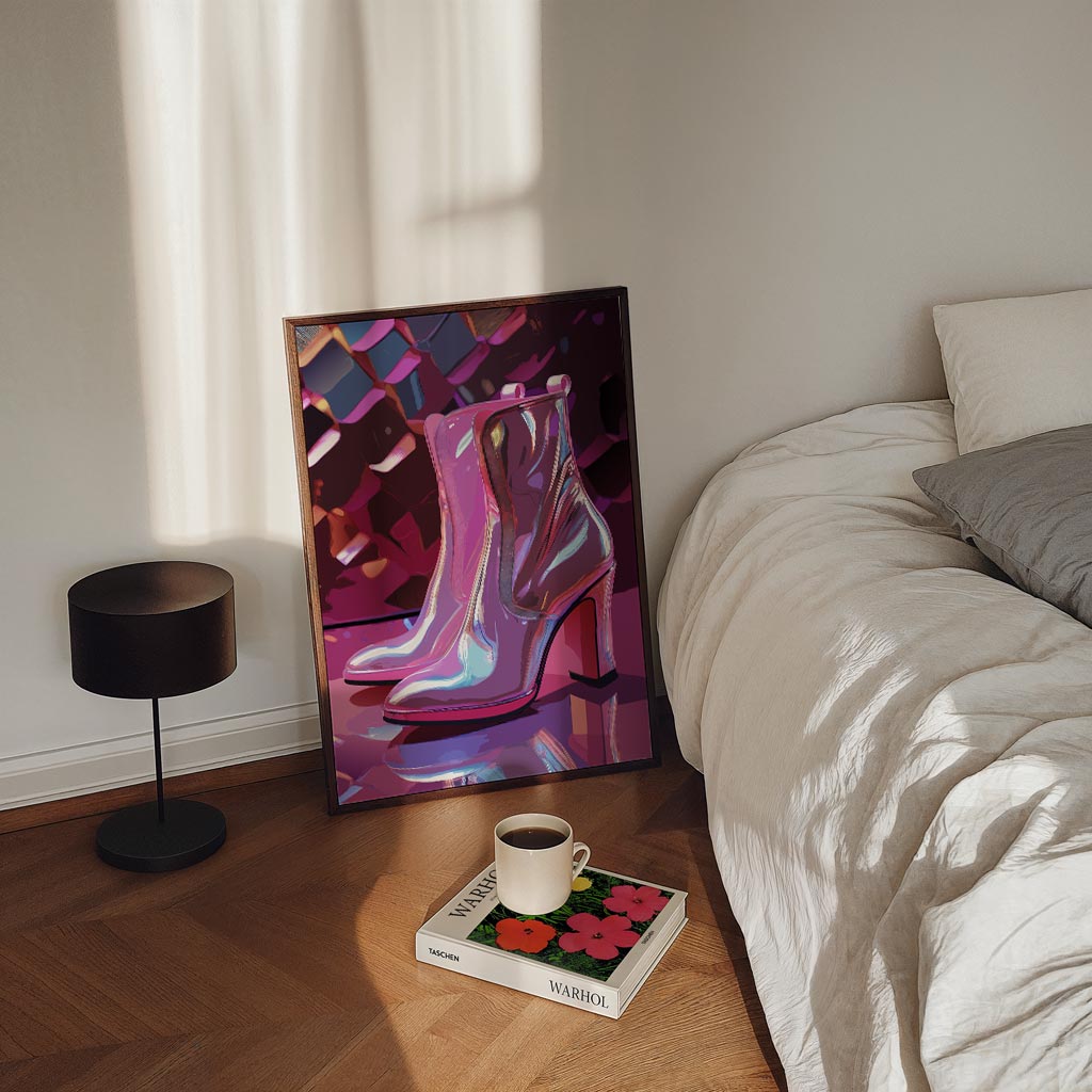 Glanzende Enkellaarsjes met Glamour Effect Poster-WallArtistic