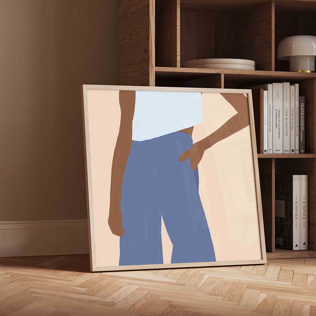 Figuur met blauwe broek Poster