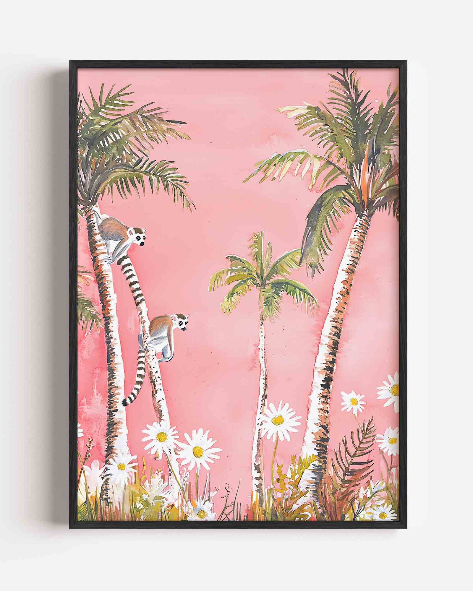 Lemuren en palmbomen Poster