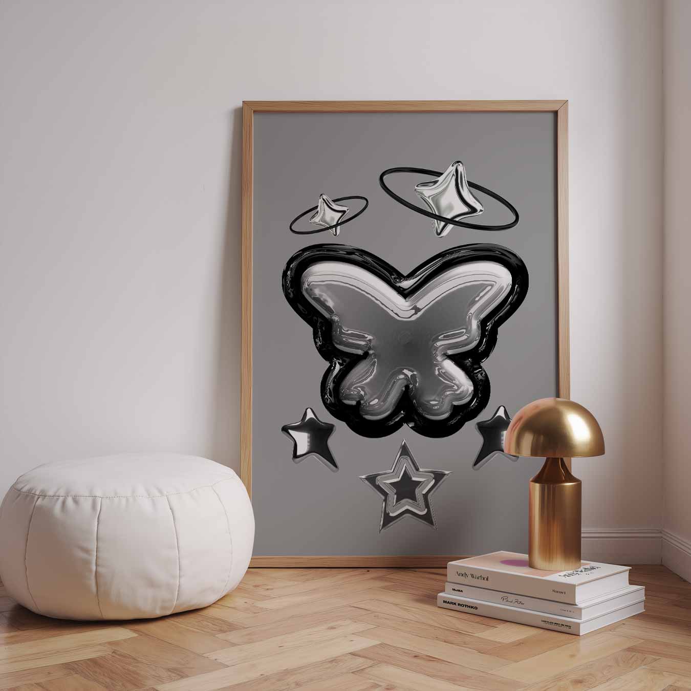 Stijlvolle Vlinder en Sterren Poster-WallArtistic