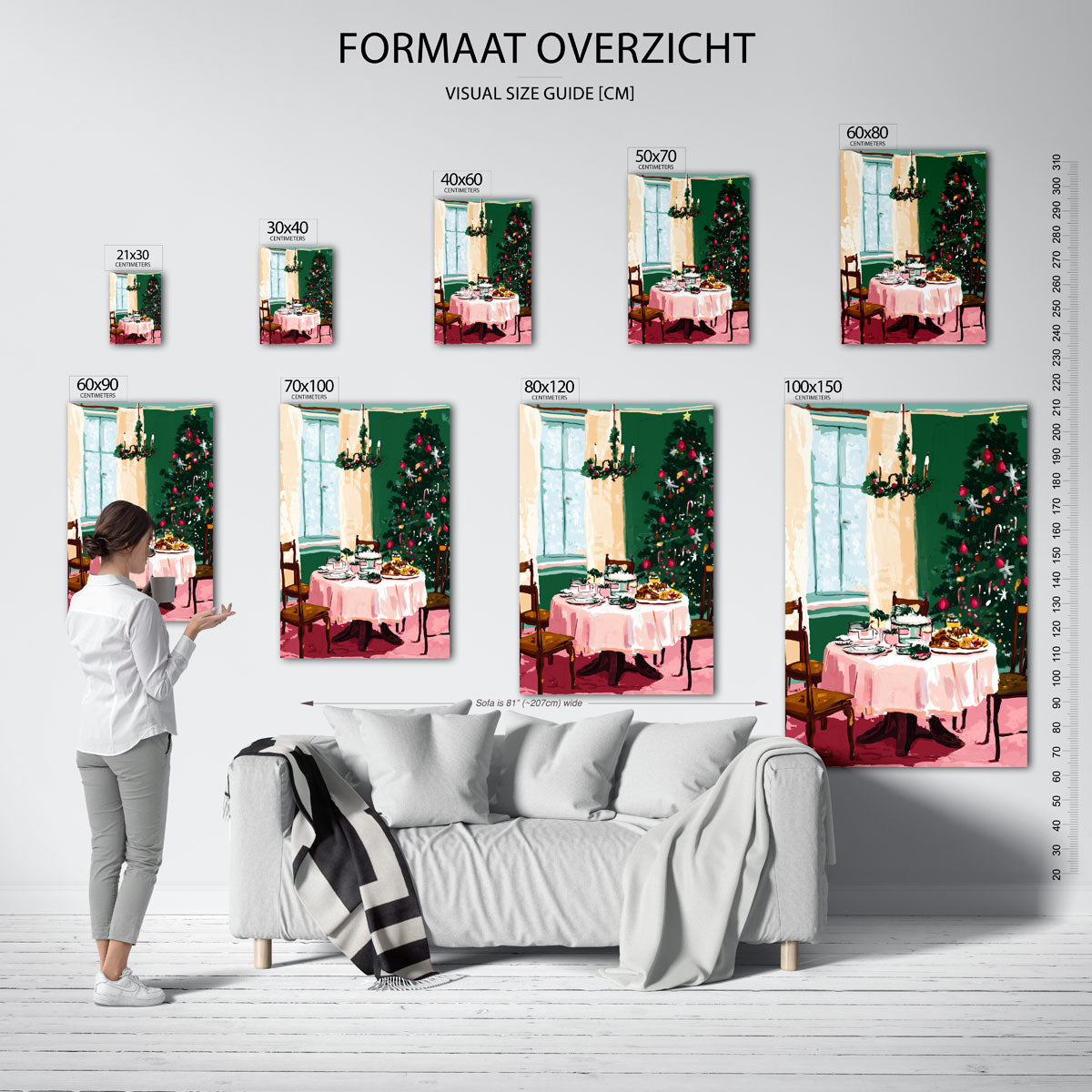 Kersttafel en boom Poster