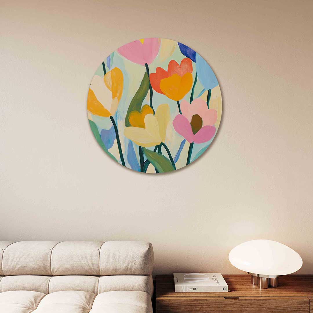 Bloemen in zachte tinten Muurcirkel