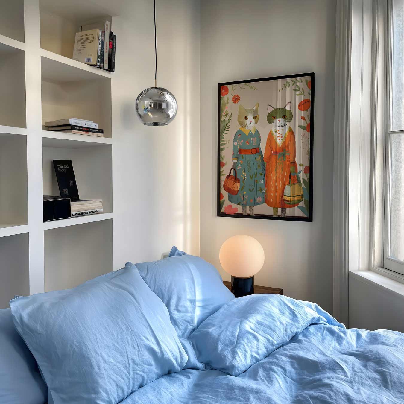 Modieuze Kattenvriendinnen Poster-WallArtistic