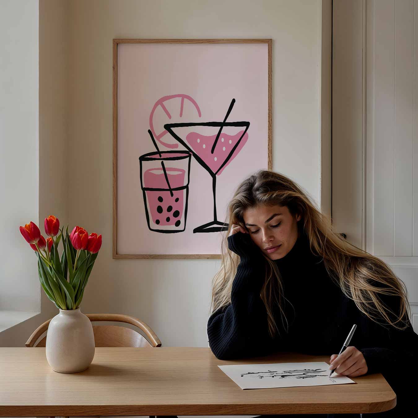 Tropische Cocktail Illustratie Poster-WallArtistic