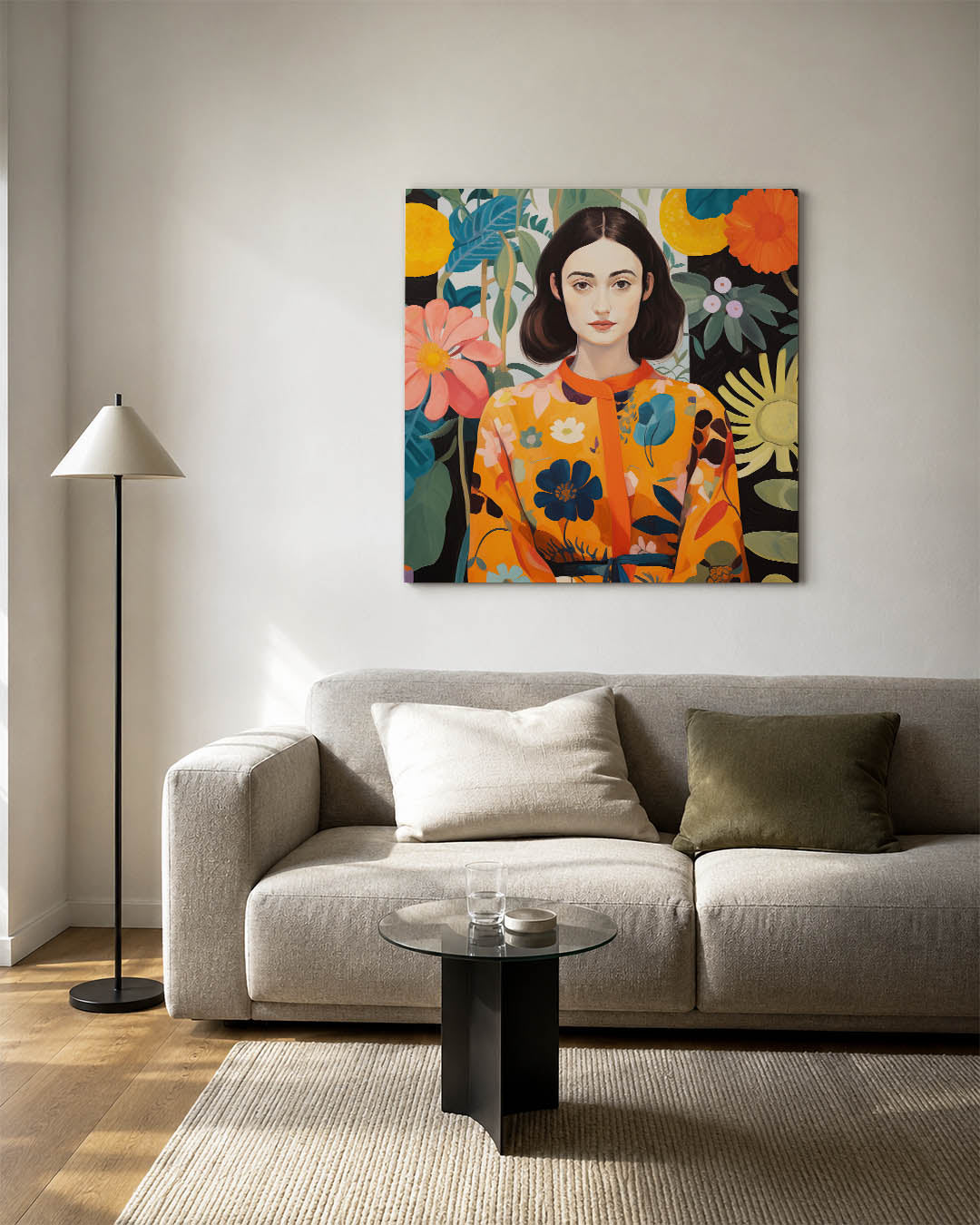 Vrouw met bloemen Kunstwerk