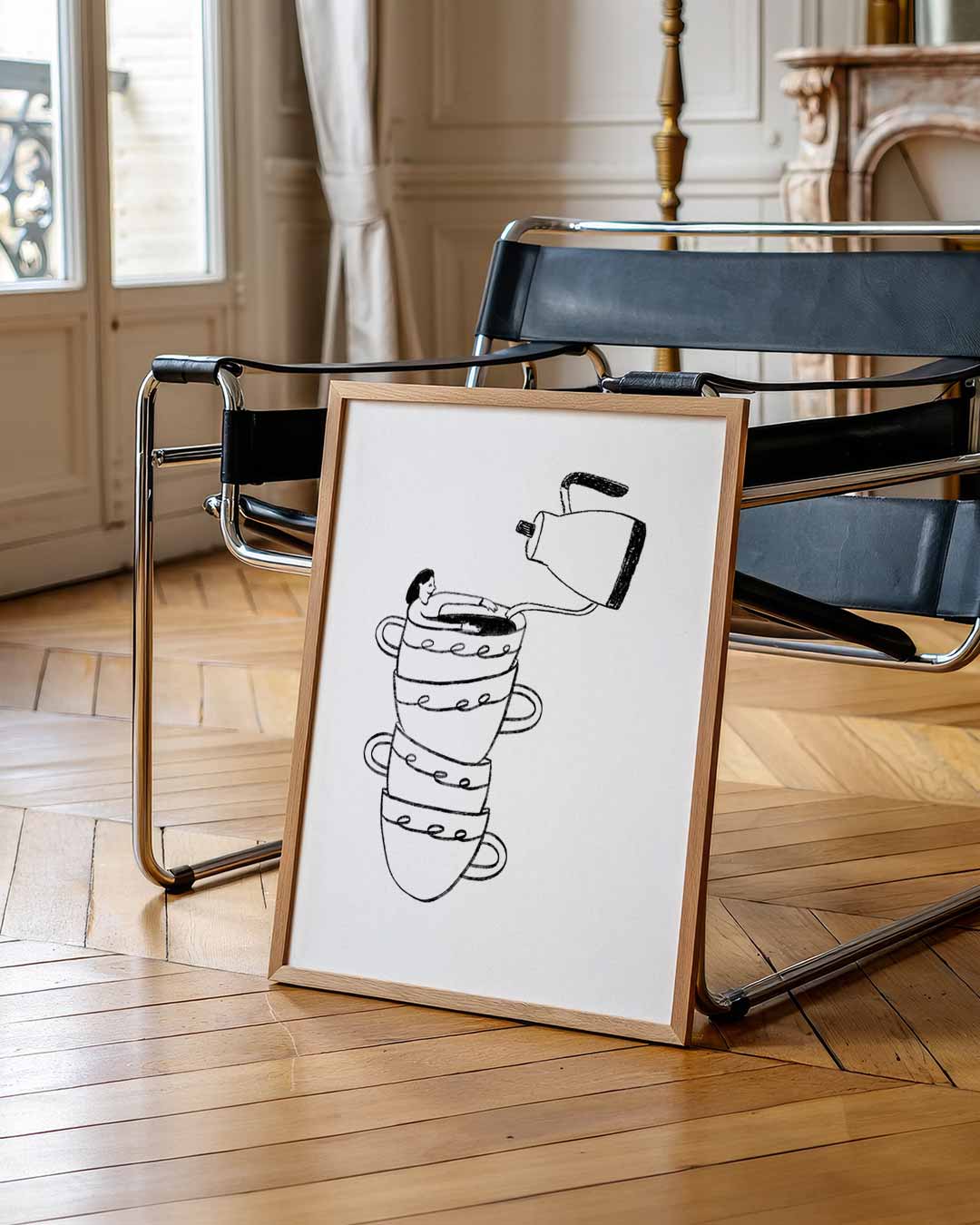 Koffiegenot Illustratie Poster-WallArtistic