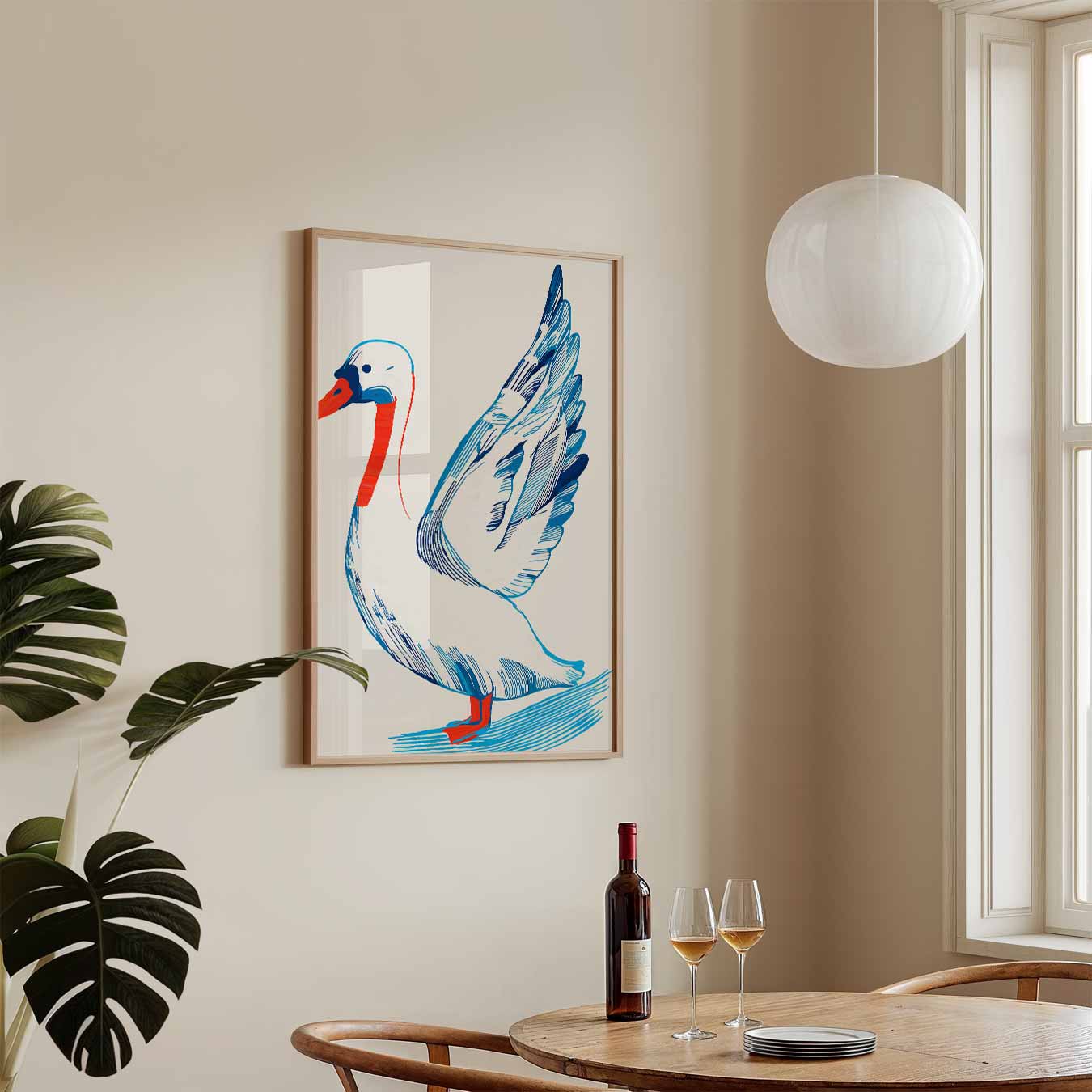Stijlvolle Zwanenprint Poster-WallArtistic