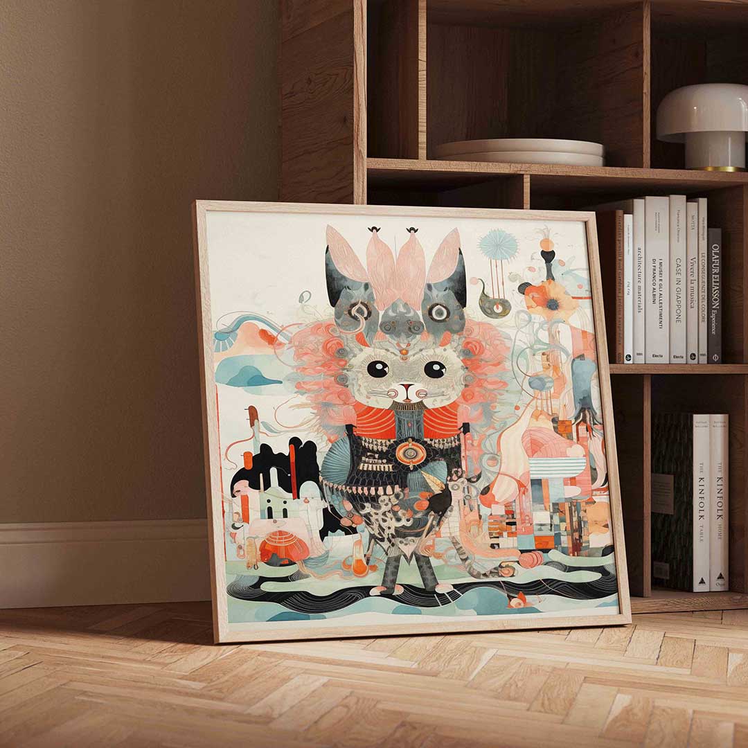 Kat met abstracte vormen Poster