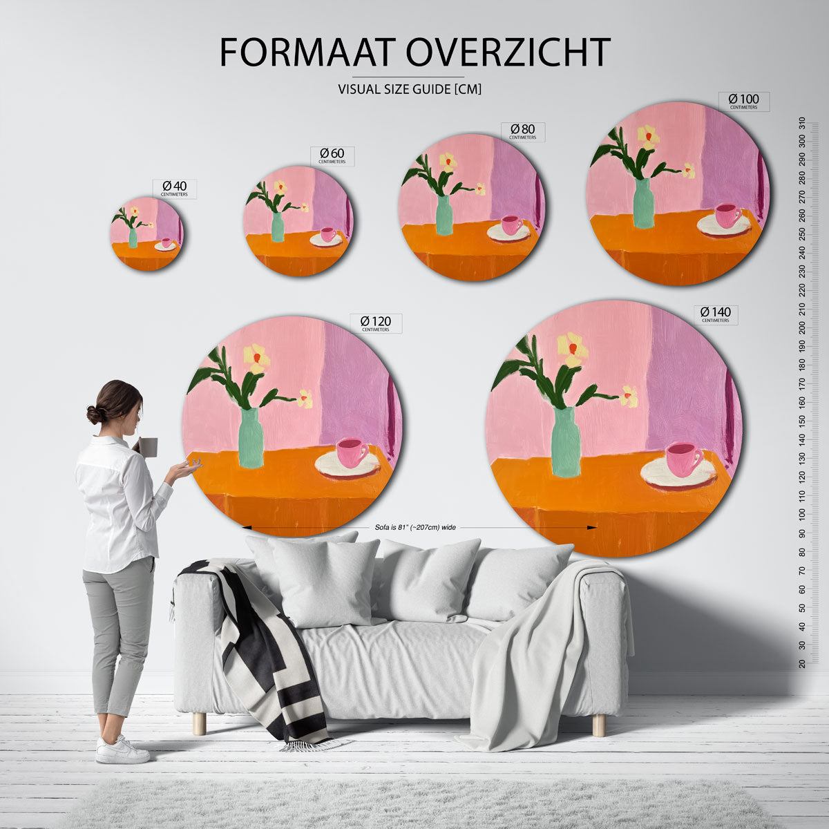 Bloemen en kopje Muurcirkel