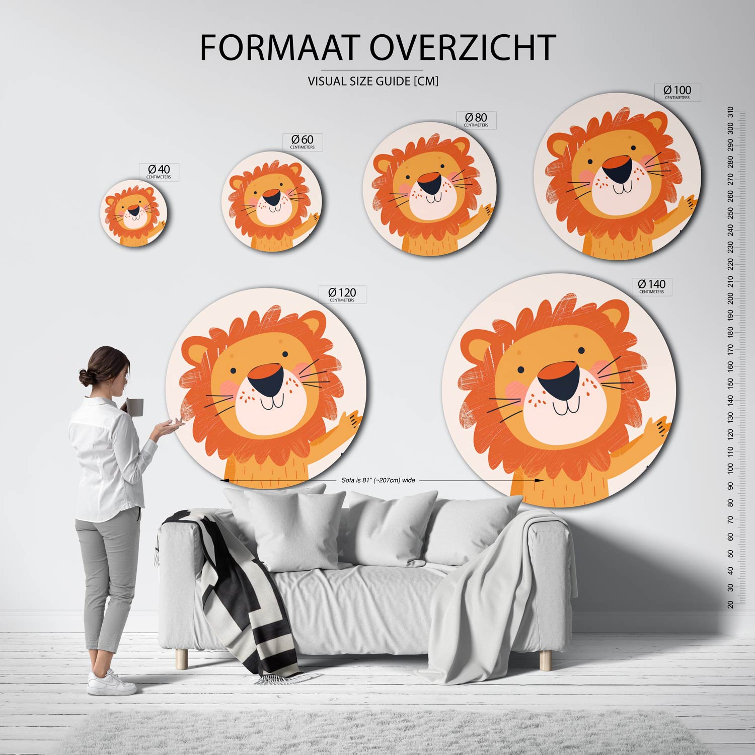 Lachende leeuw Muurcirkel