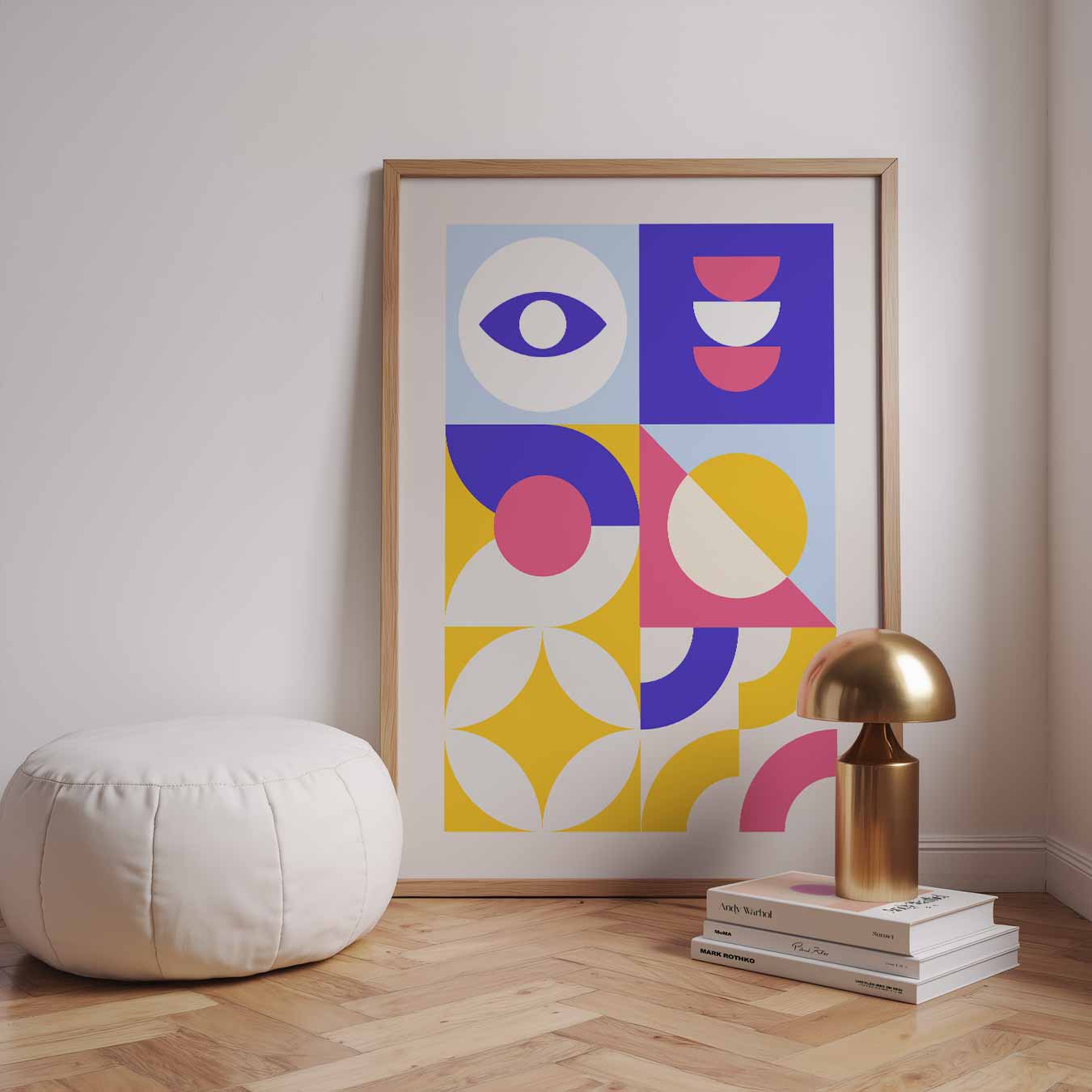 Vrolijke Retro Geometrische Poster-WallArtistic
