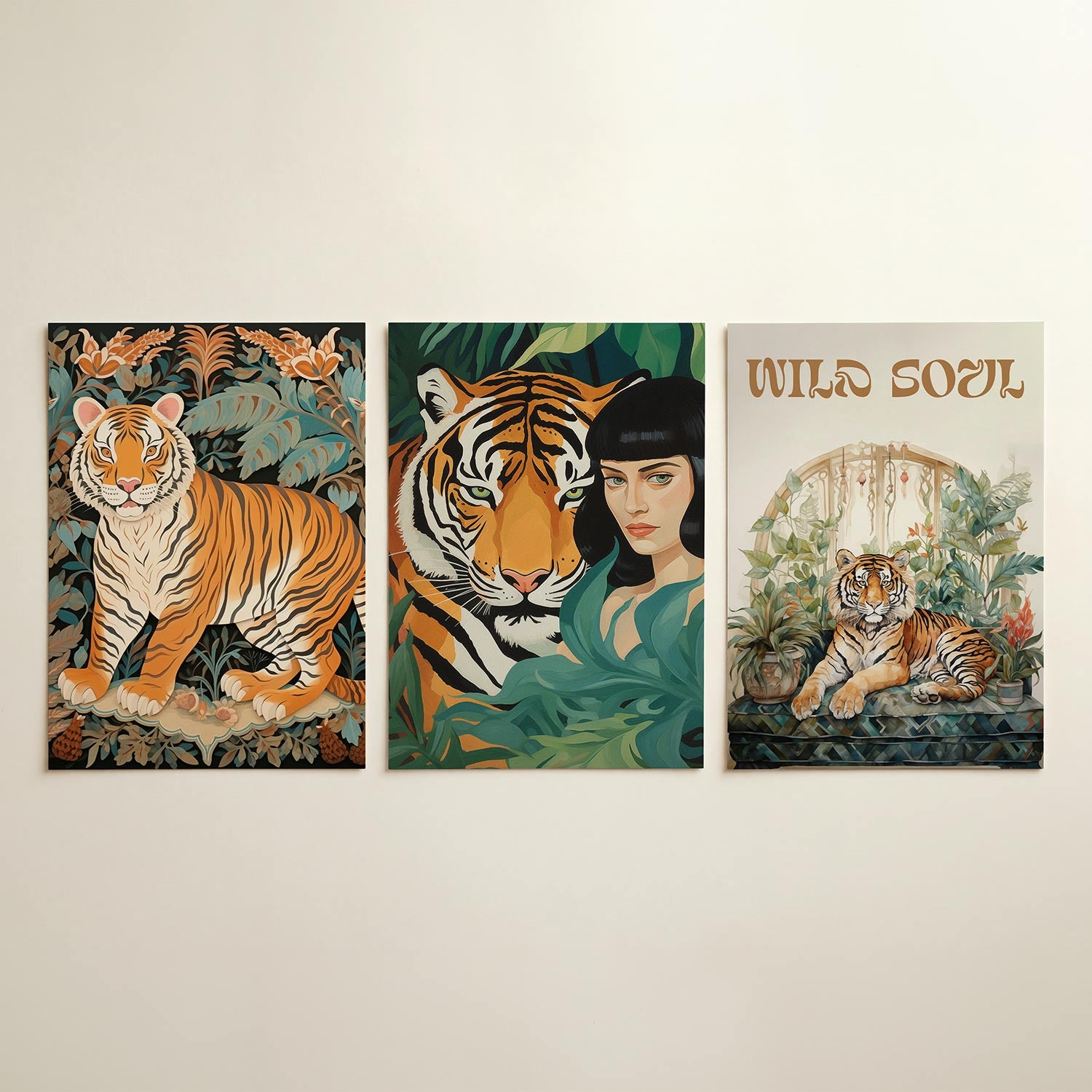 Tijger en bladeren Posterset