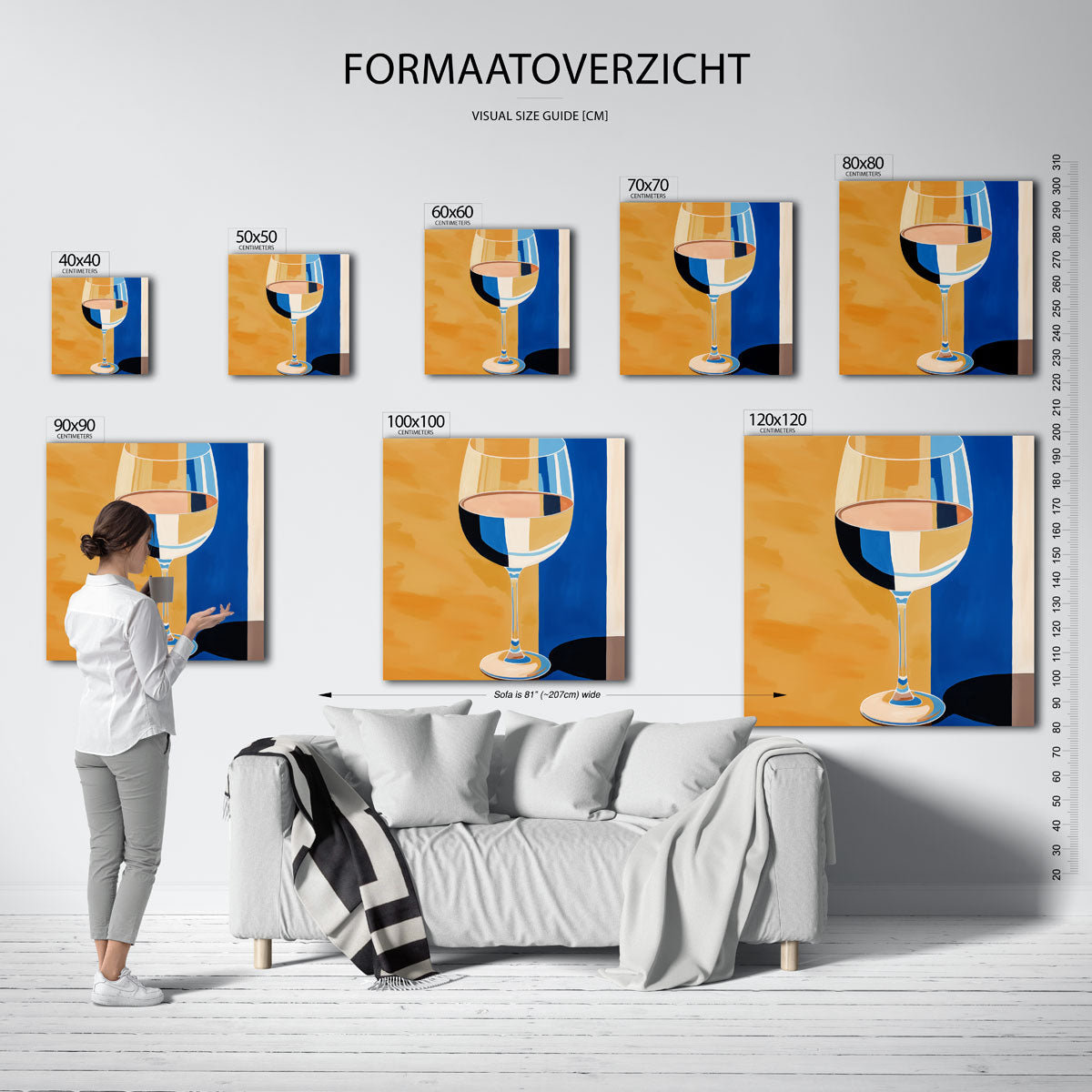 Wijnglas met blauwe achtergrond Poster