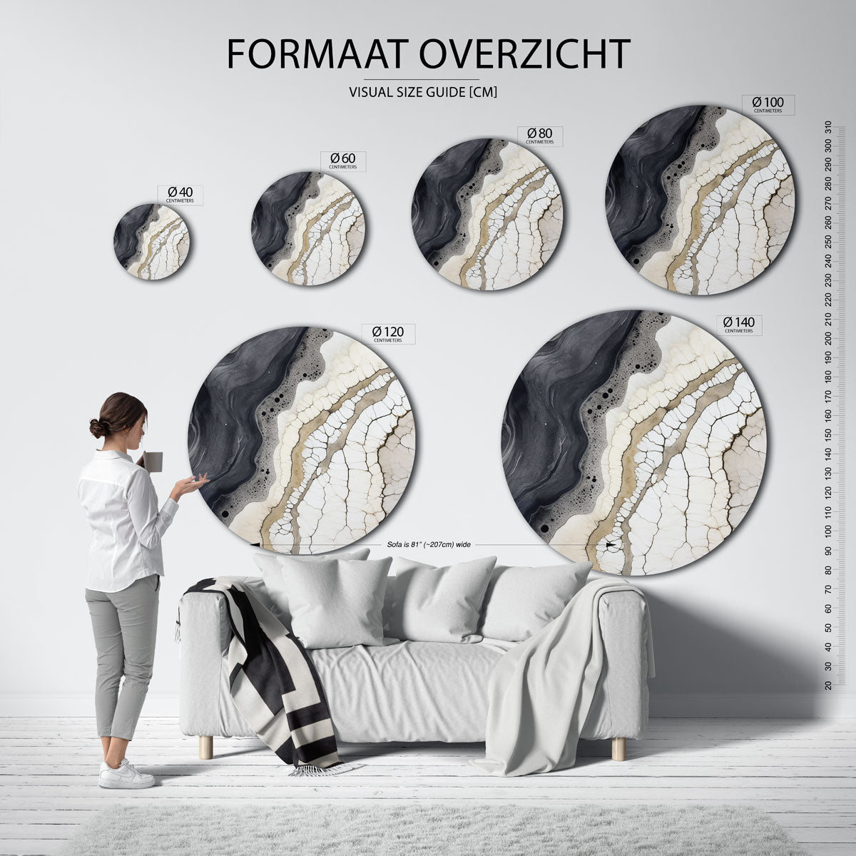 Abstracte lijnen Muurcirkel