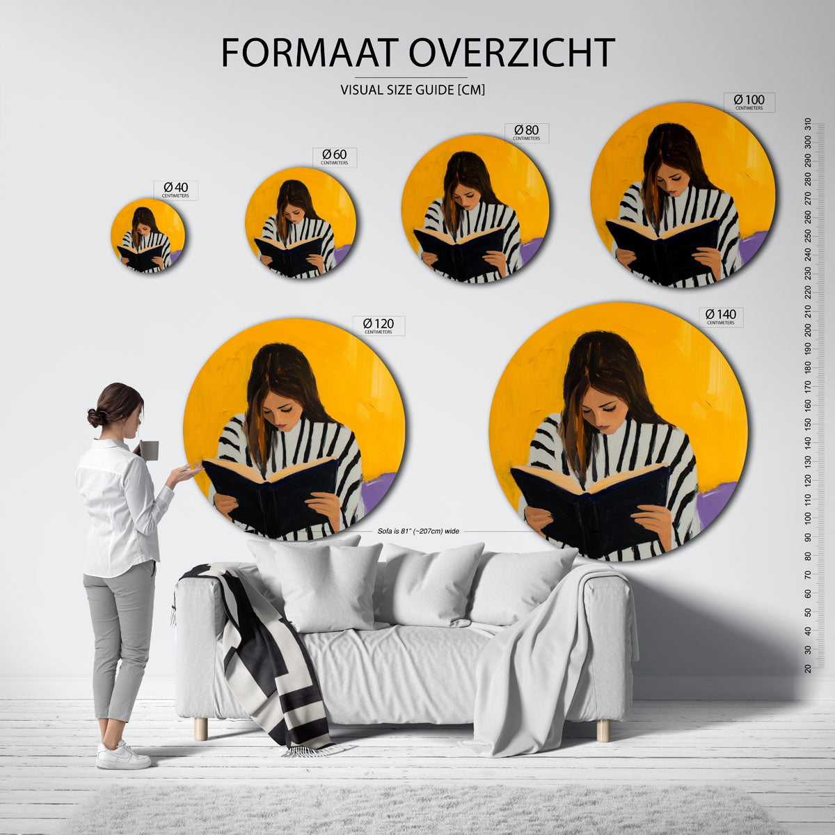 Lezende vrouw Muurcirkel