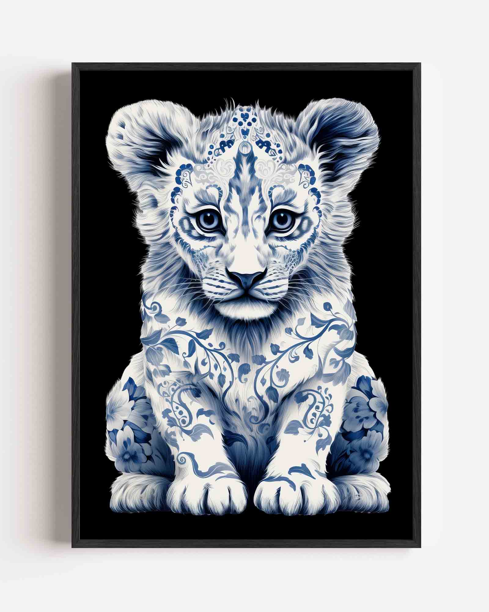 Leeuwenwelp met blauwe patronen Poster
