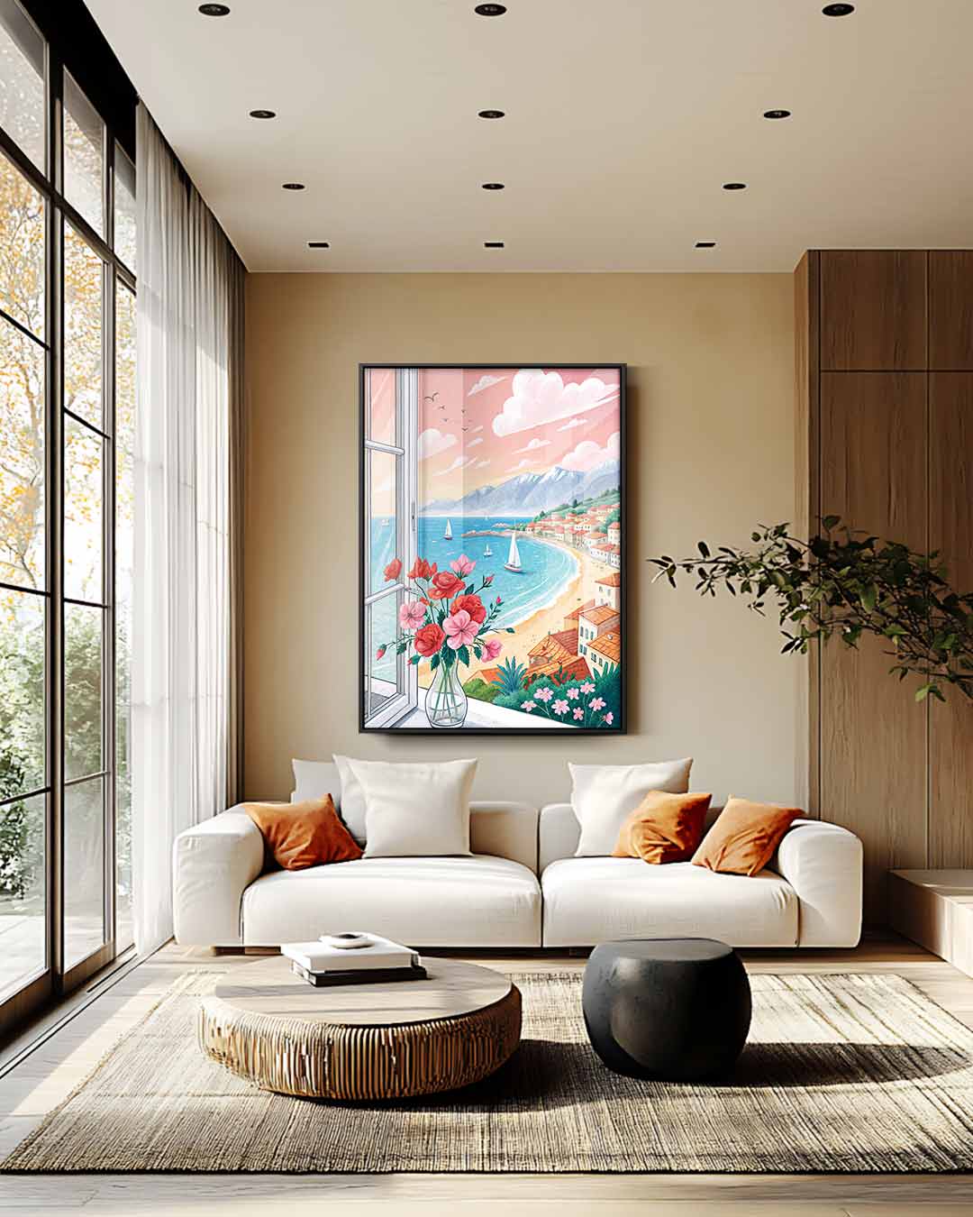 Uitzicht aan de Middellandse Zee Kunstwerk-canvas-dibond-plexiglas-wanddecoratie-WallArtistic