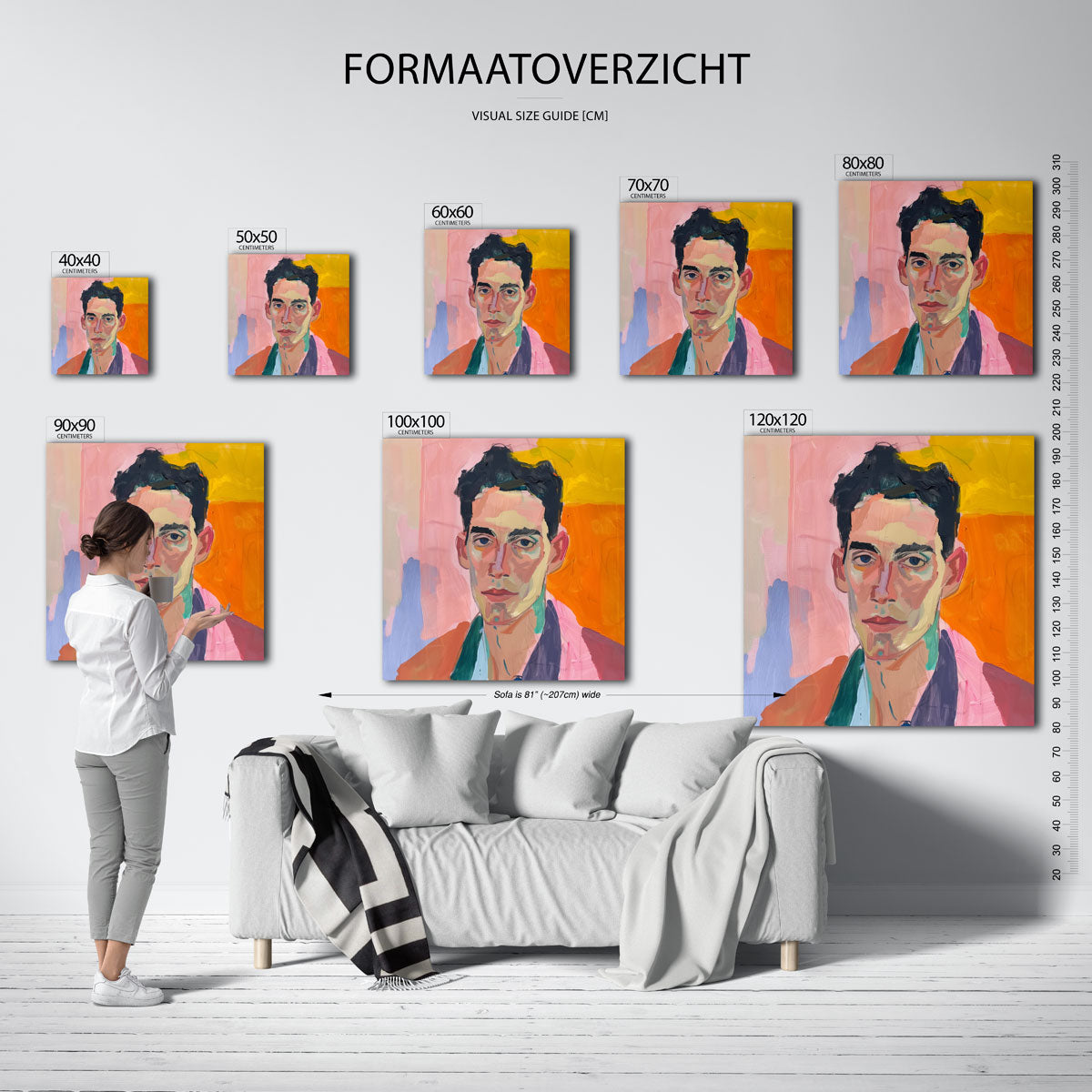 Portret met kleurrijke achtergrond Poster