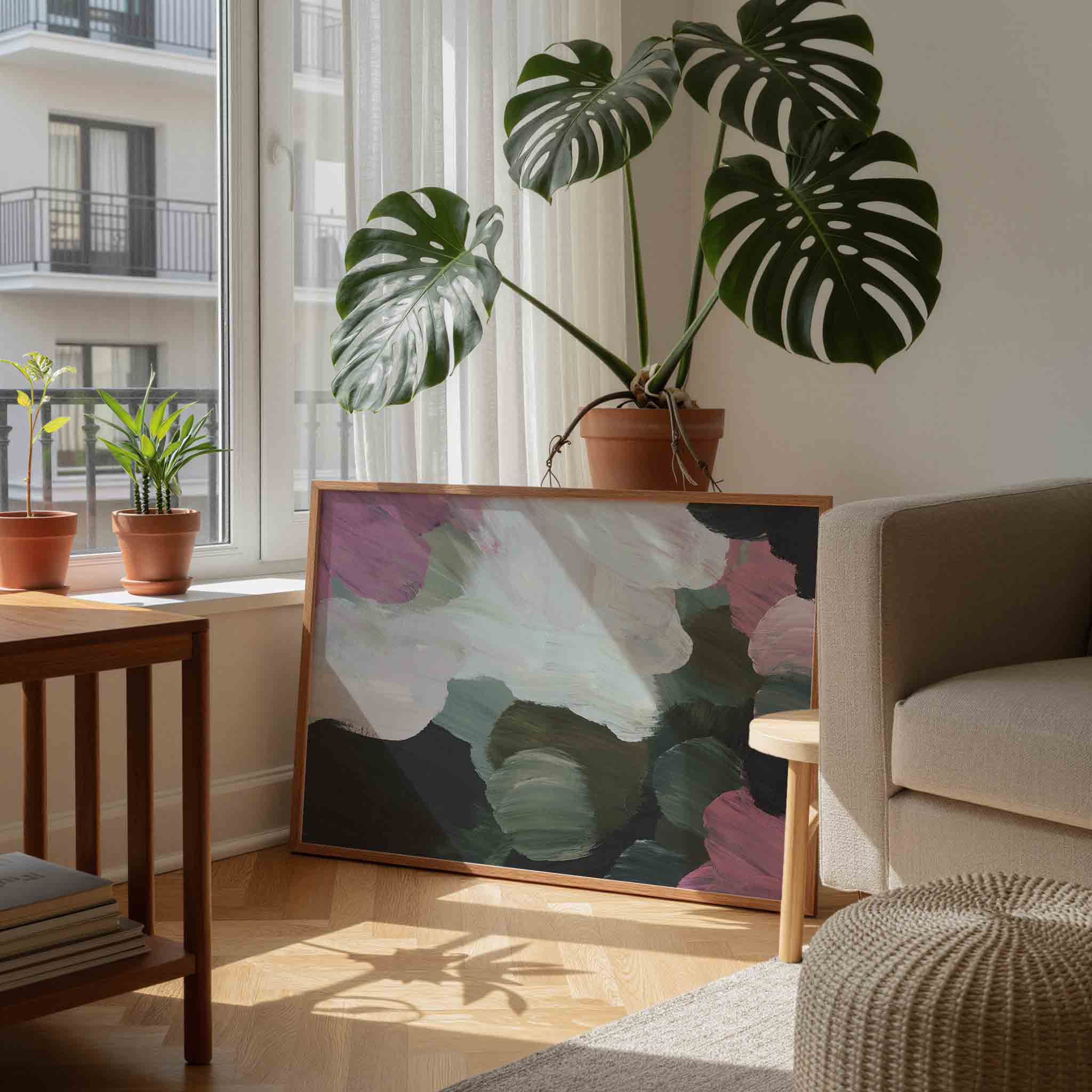 Abstracte penseelstreken Poster