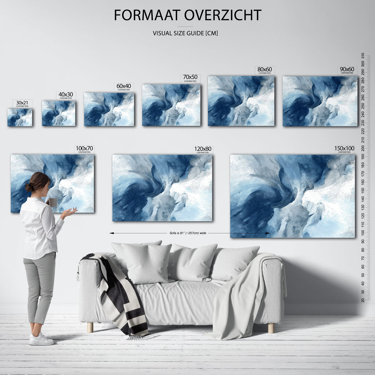 Abstracte blauwe vormen Poster