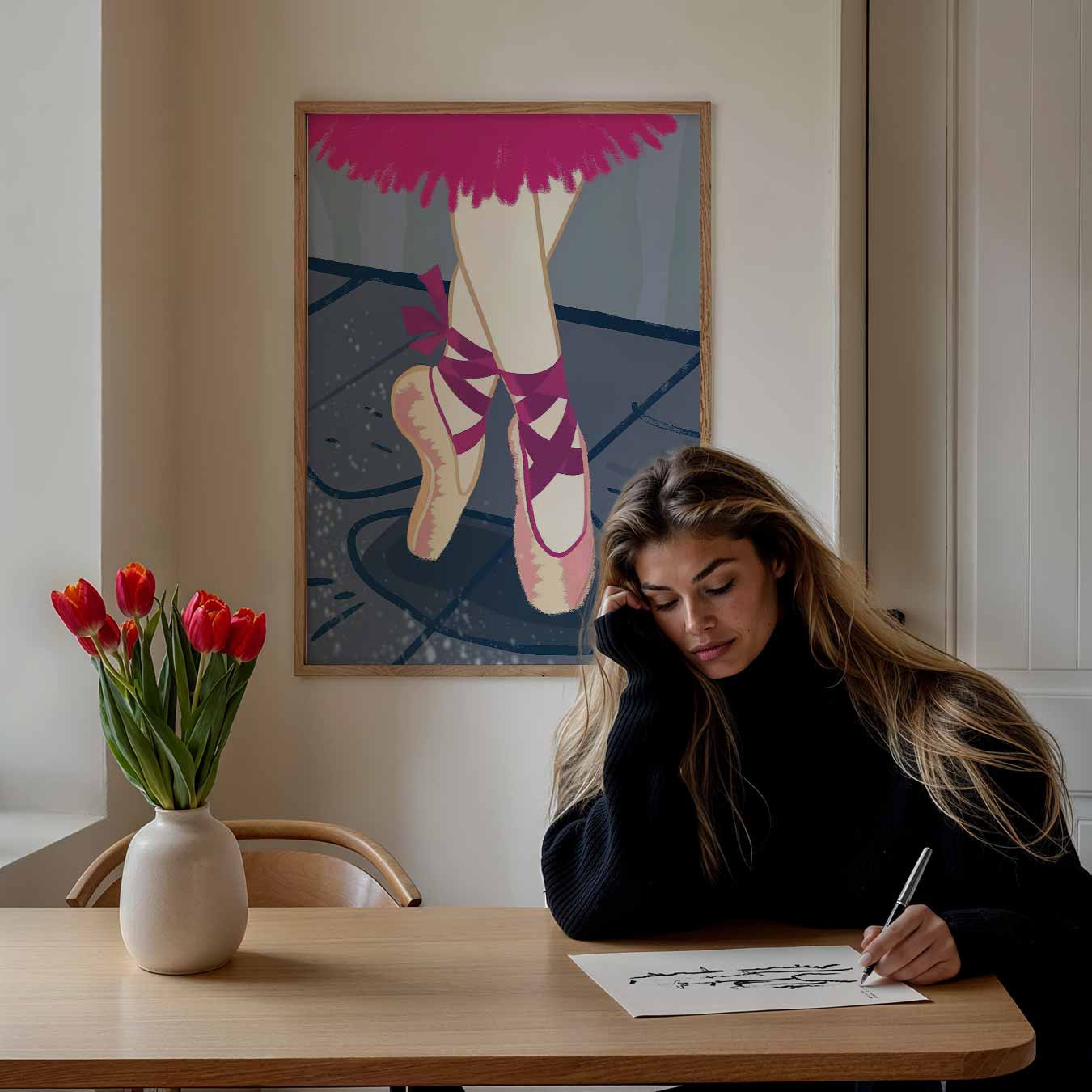 Elegante Ballerina Puntschoenen Poster-WallArtistic