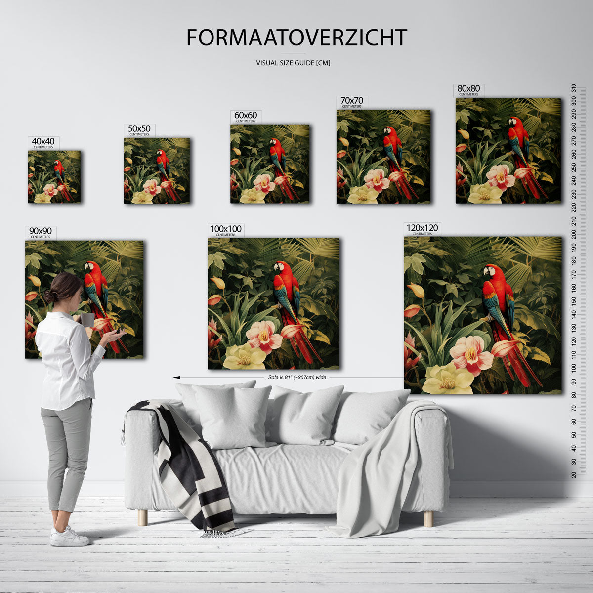 Papegaai en bloemen Poster