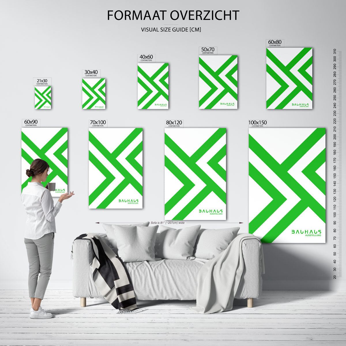 Groene lijnenstructuur Poster