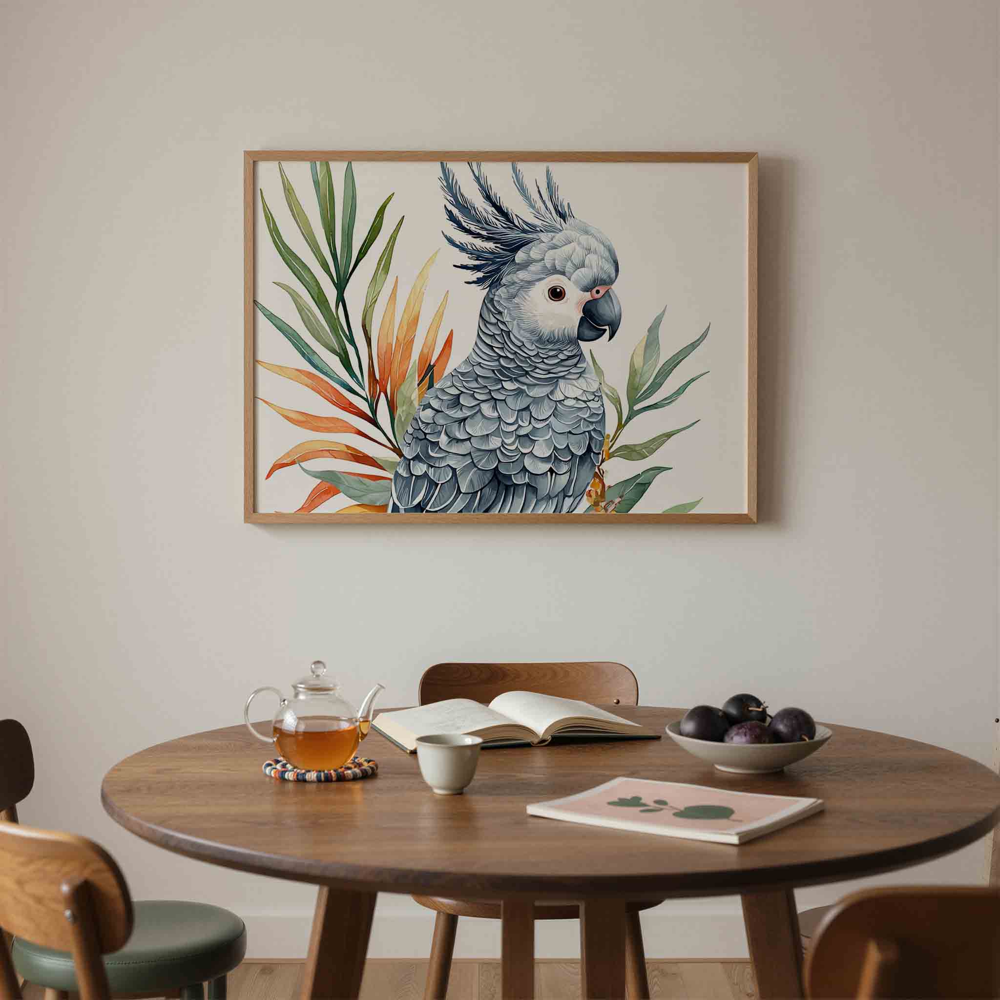 Papegaai met bladeren Poster
