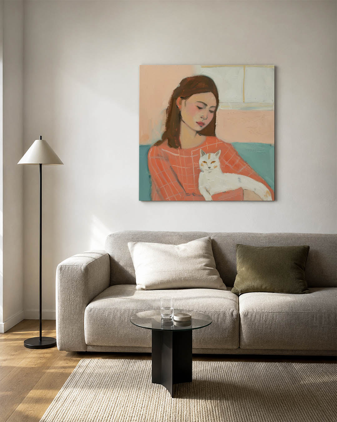 Vrouw met kat Kunstwerk