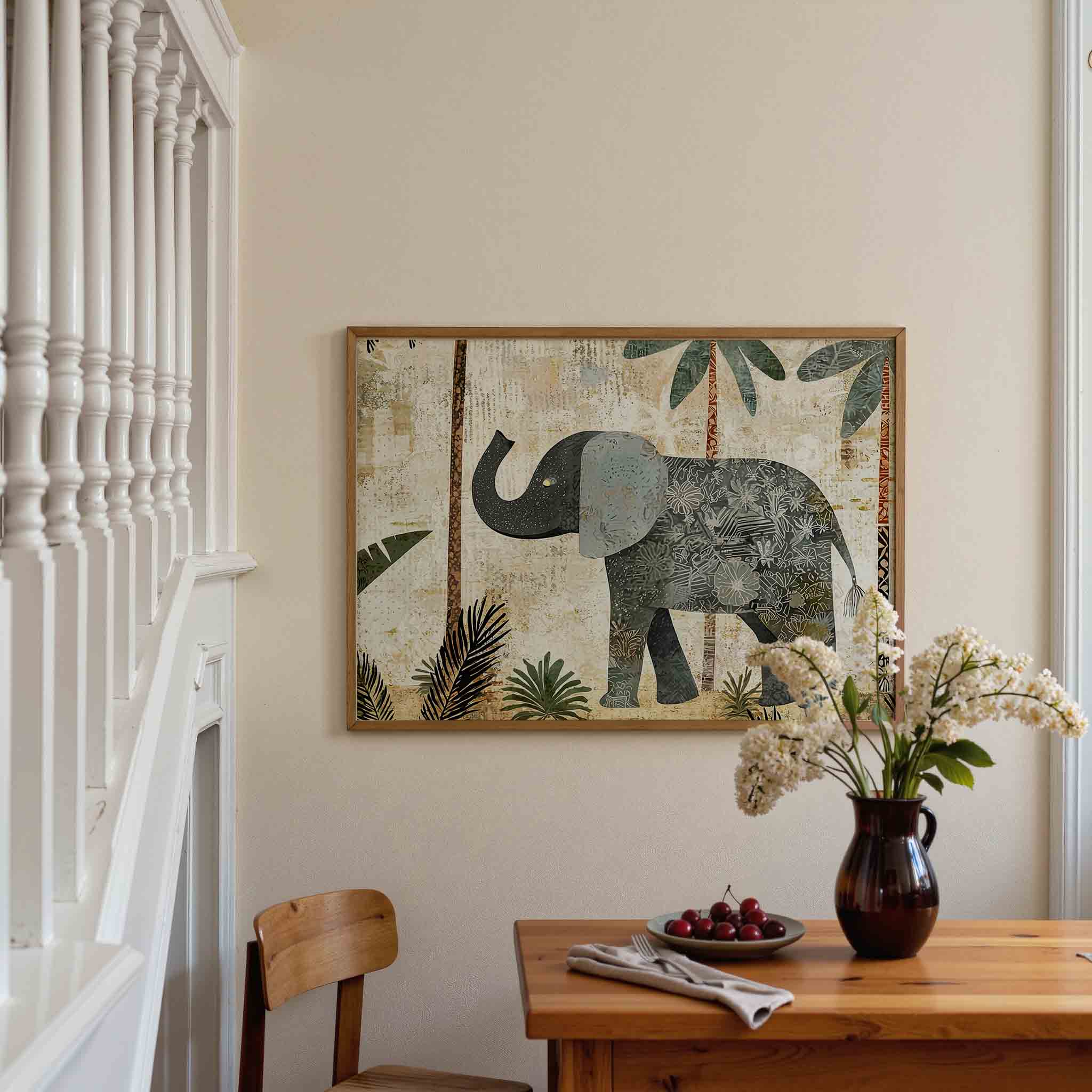 Olifant en palmbomen Poster
