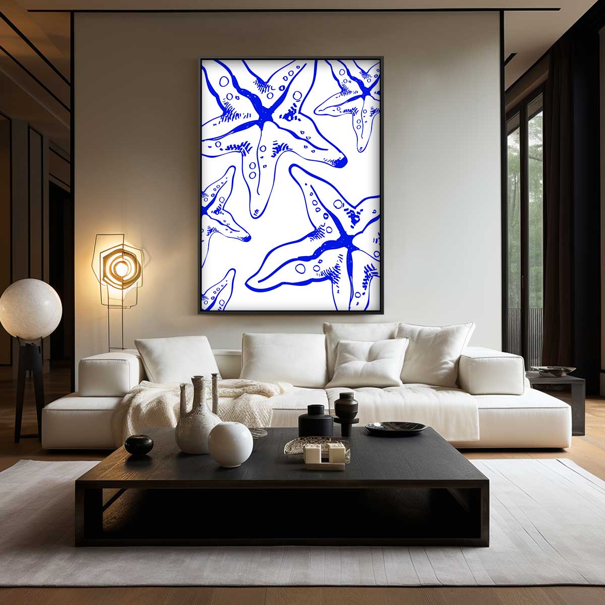 Speelse Zee Ster Illustratie Kunstwerk-canvas-dibond-plexiglas-wanddecoratie-WallArtistic