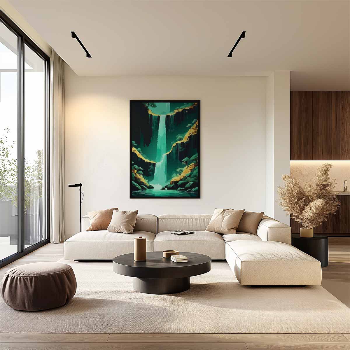 Waterval in een Tropisch Paradijs Kunstwerk-canvas-dibond-plexiglas-wanddecoratie-WallArtistic