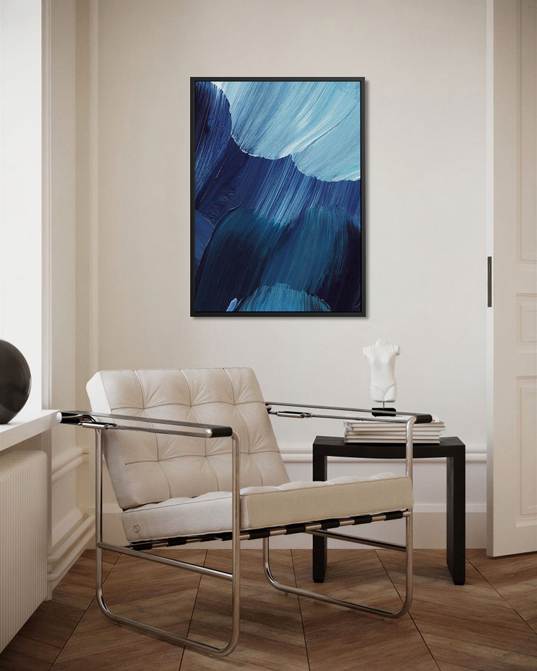 Golvende blauwe beweging Kunstwerk