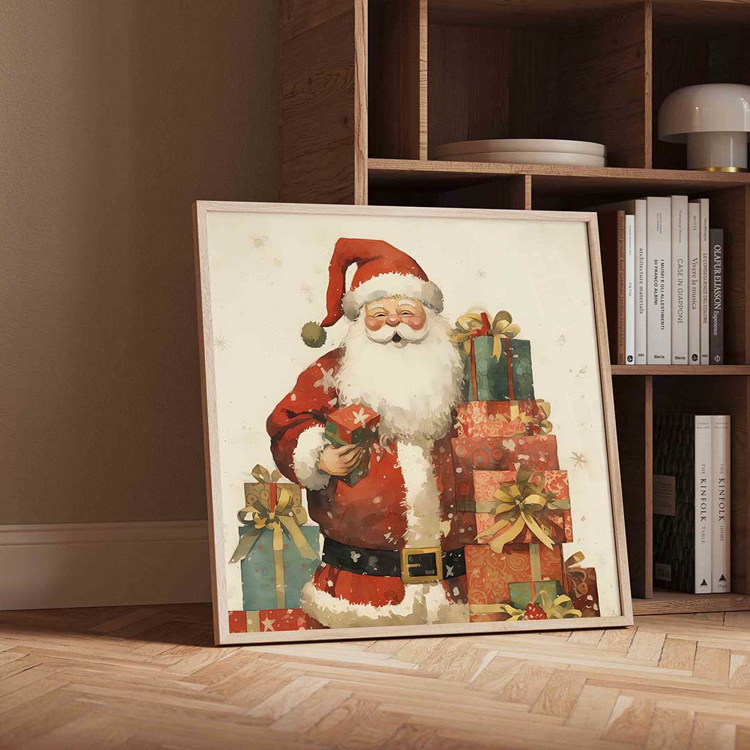 Kerstman met cadeaus Poster
