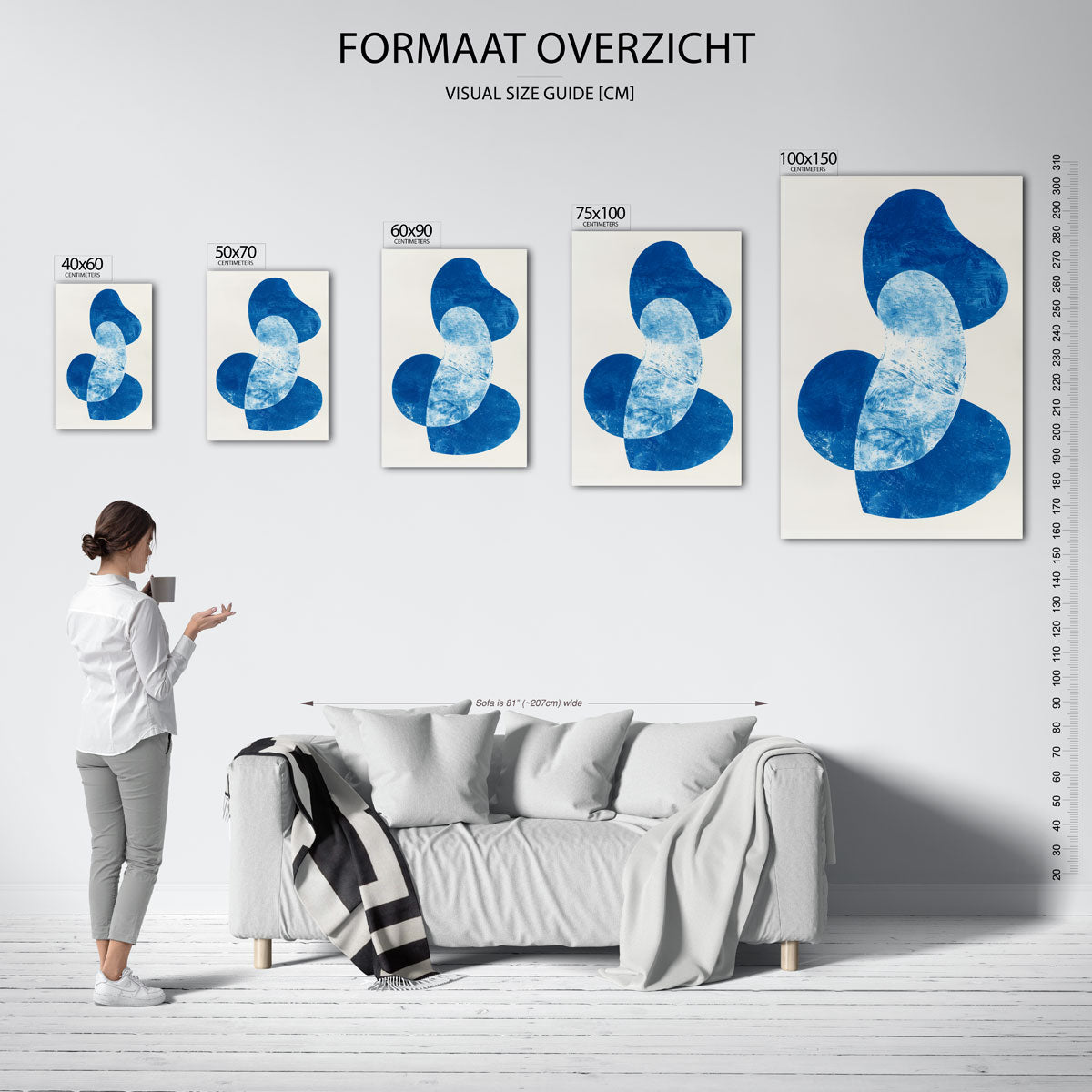 Organische blauwe vormen Kunstwerk