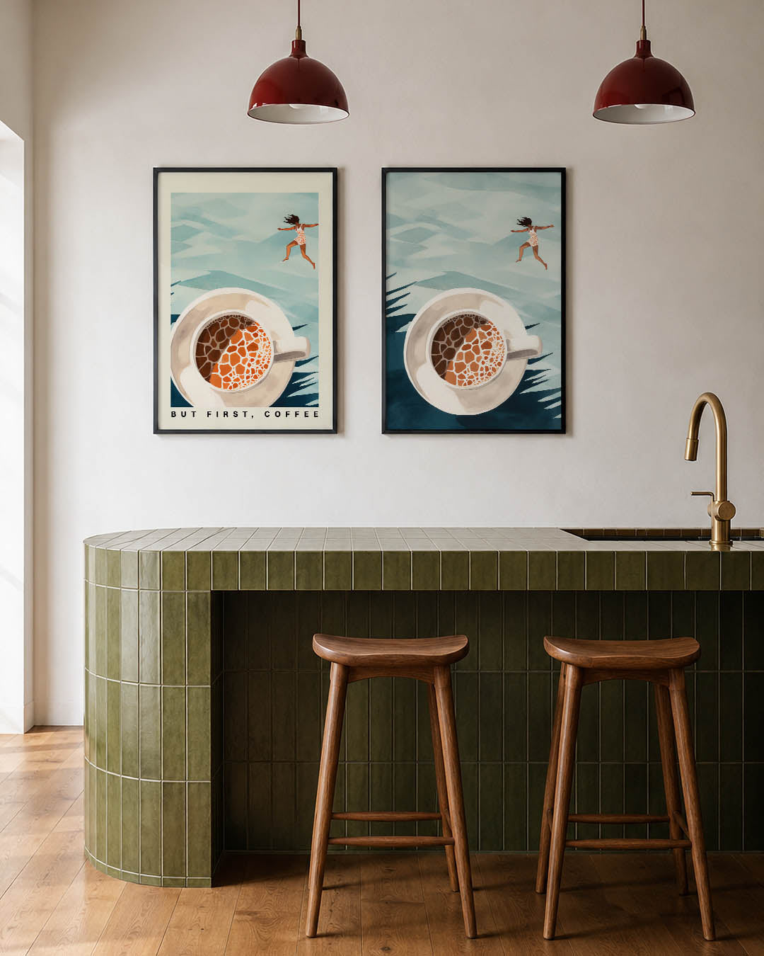 Koffie en sprong Posterset