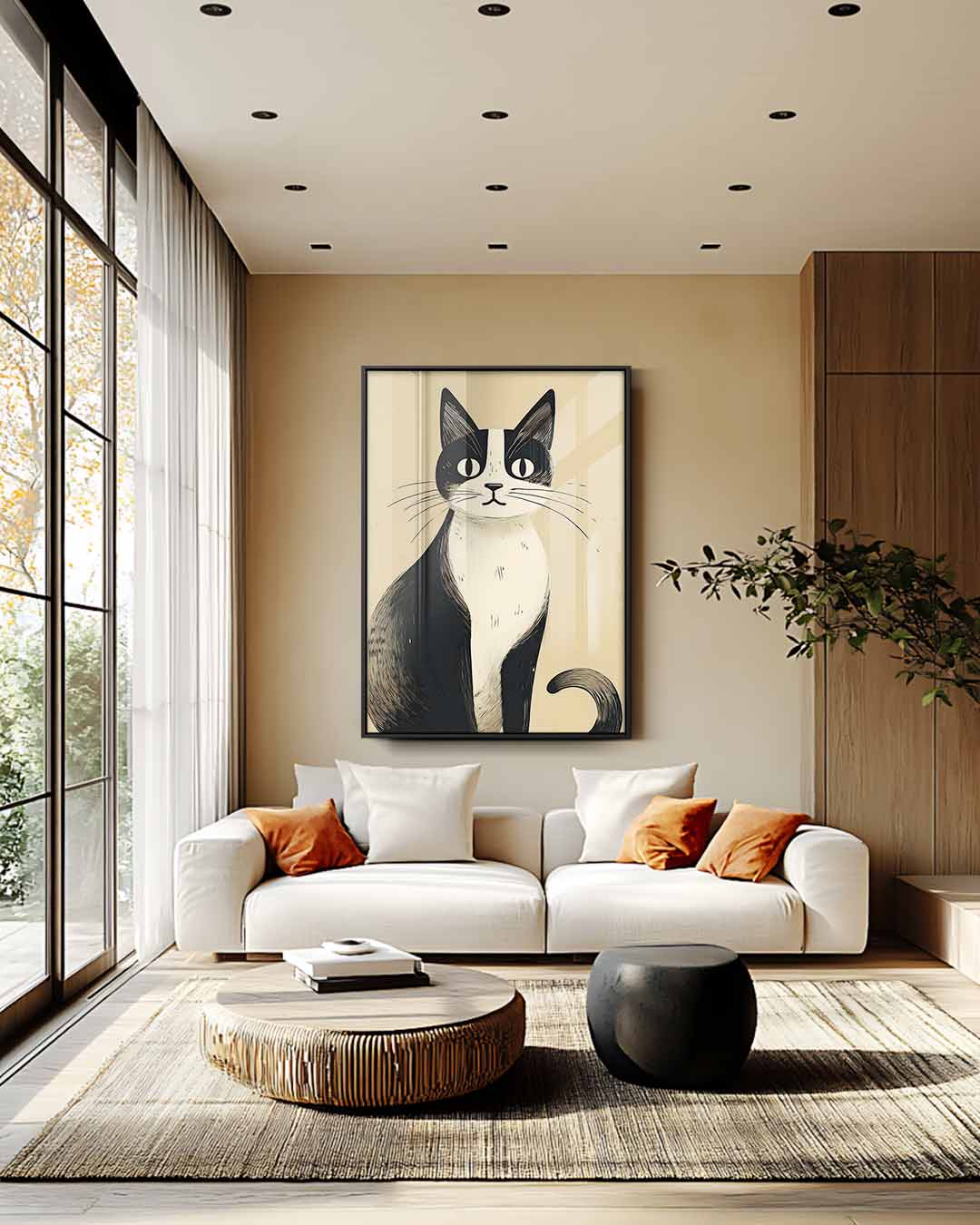 Tijdloze Kat op Behang Kunstwerk