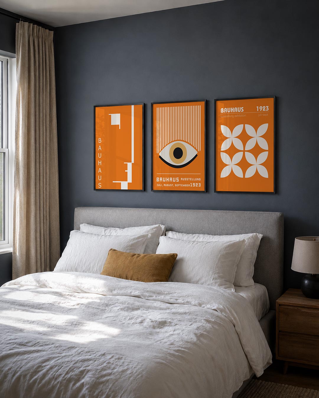 Oranje lijnenspel Posterset