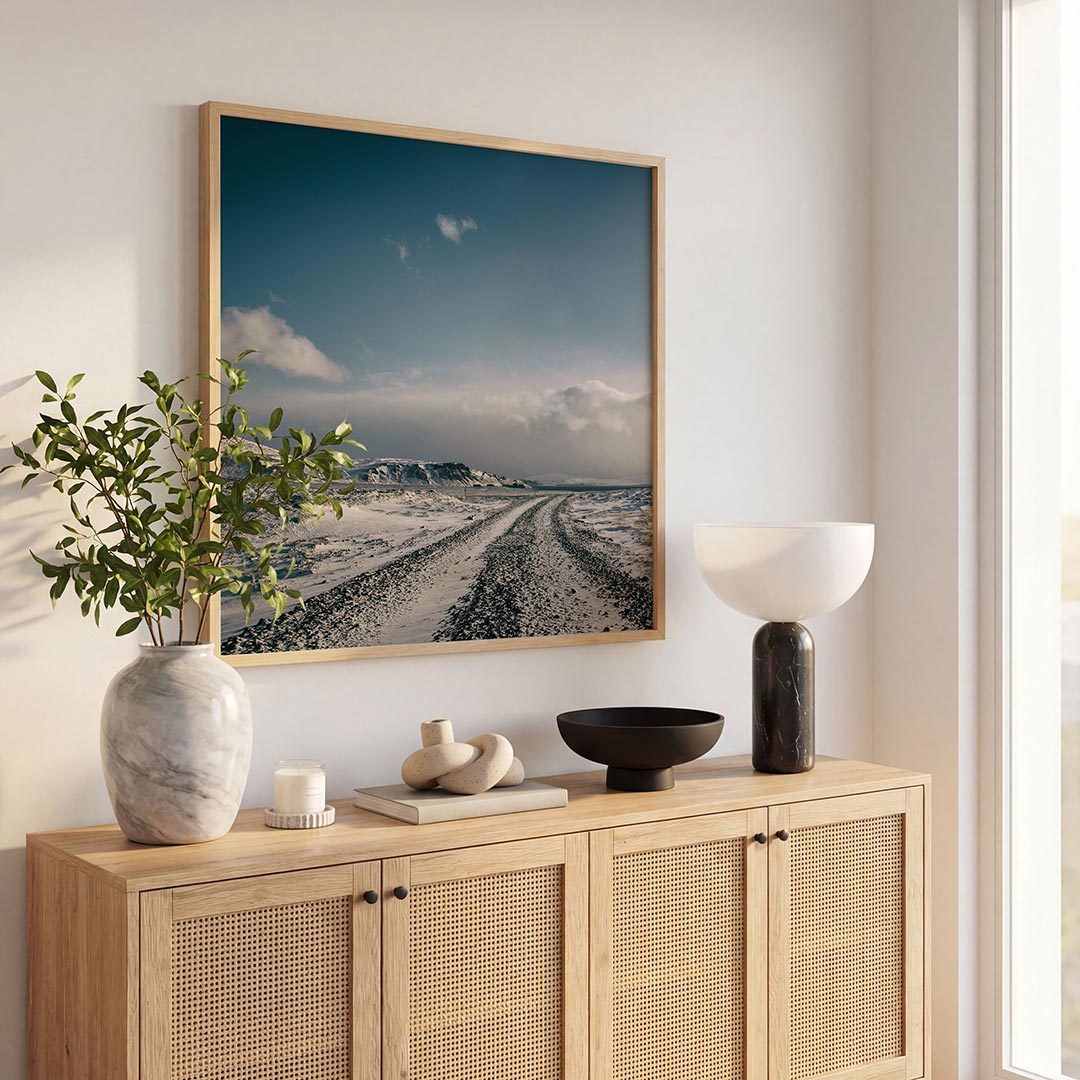 Winterse bergweg Poster