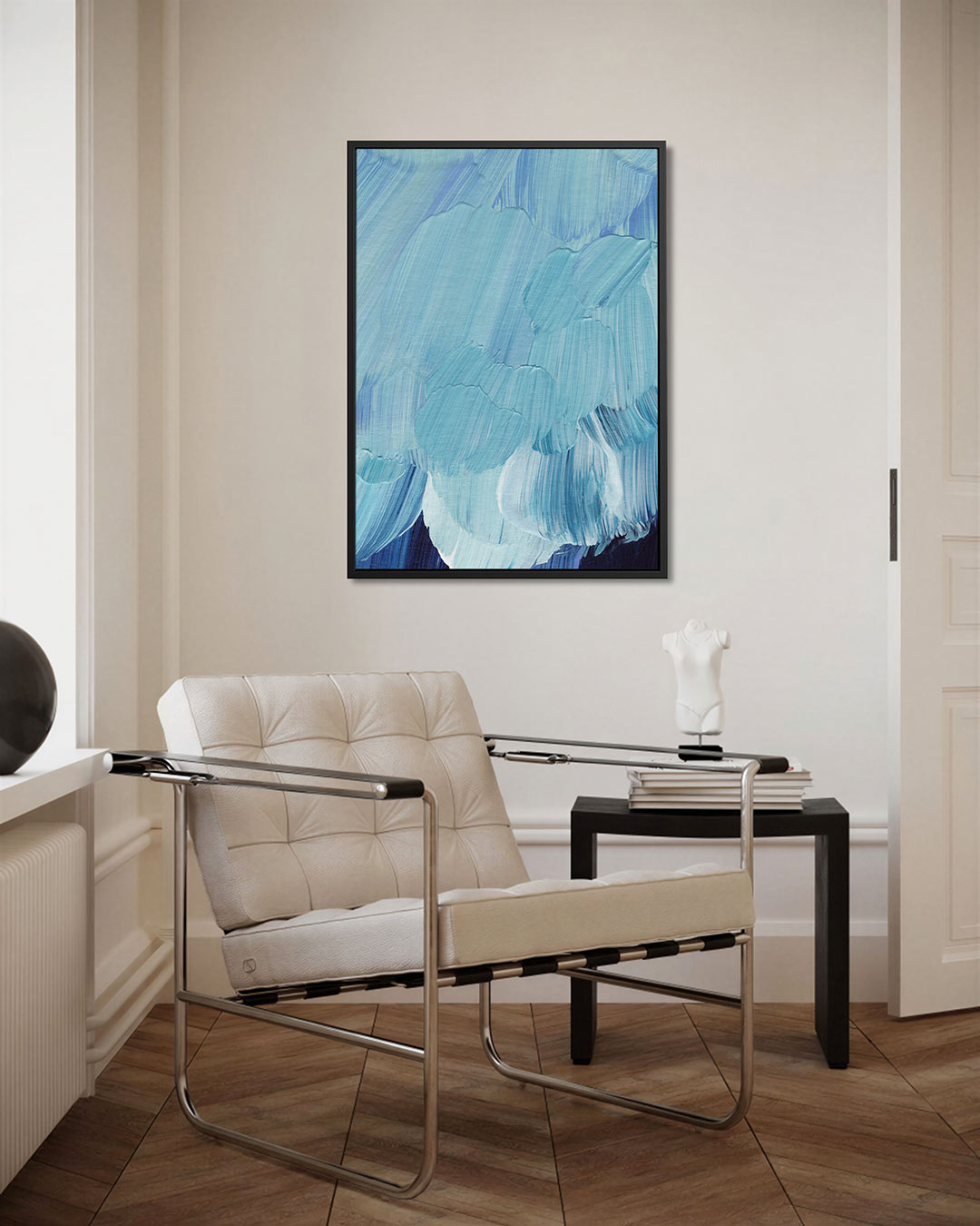 Vloeiende blauwe bewegingen Kunstwerk