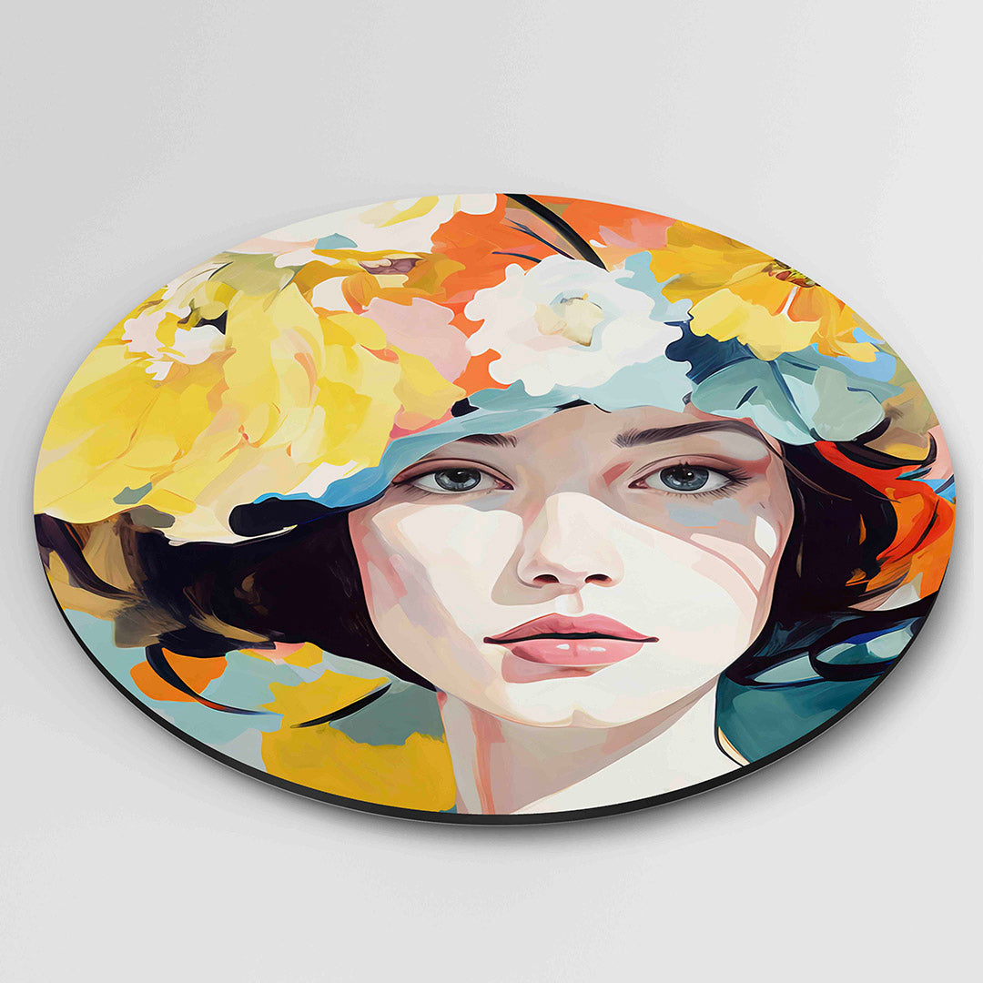 Vrouw met bloemen Muurcirkel