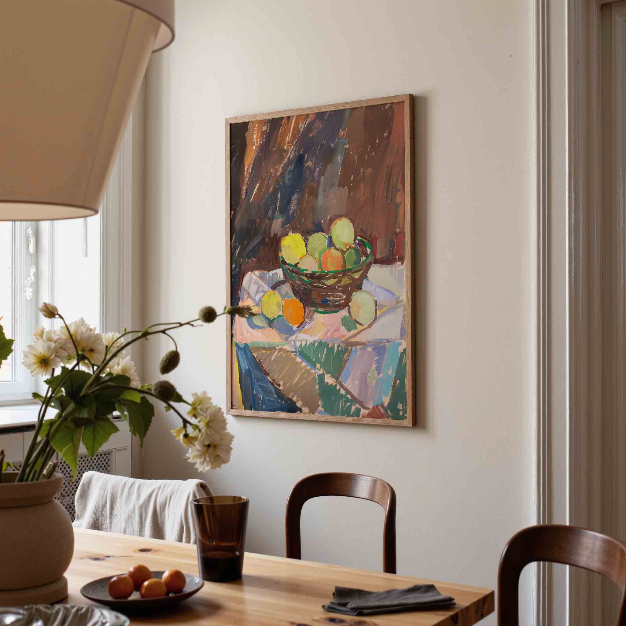 Mand met fruit Poster