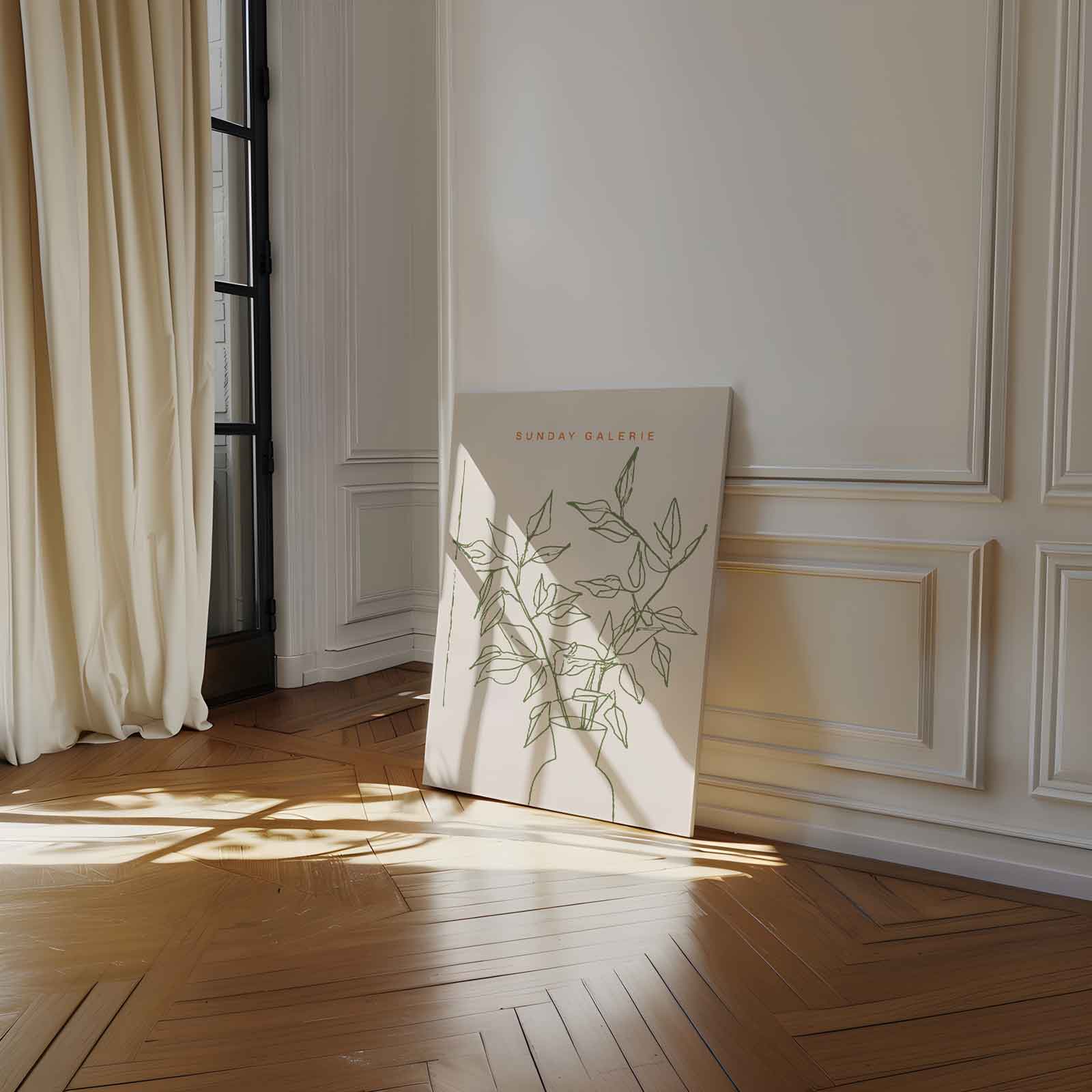 Botanische Lijntekening op Canvas Kunstwerk-canvas-dibond-plexiglas-wanddecoratie-WallArtistic