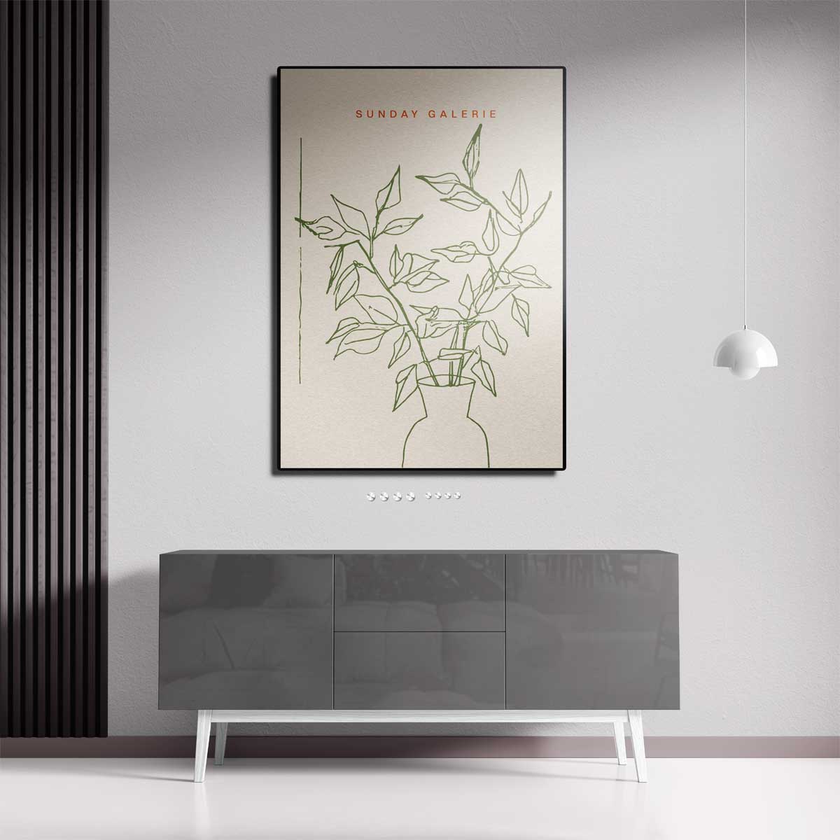 Botanische Lijntekening op Canvas Kunstwerk-canvas-dibond-plexiglas-wanddecoratie-WallArtistic
