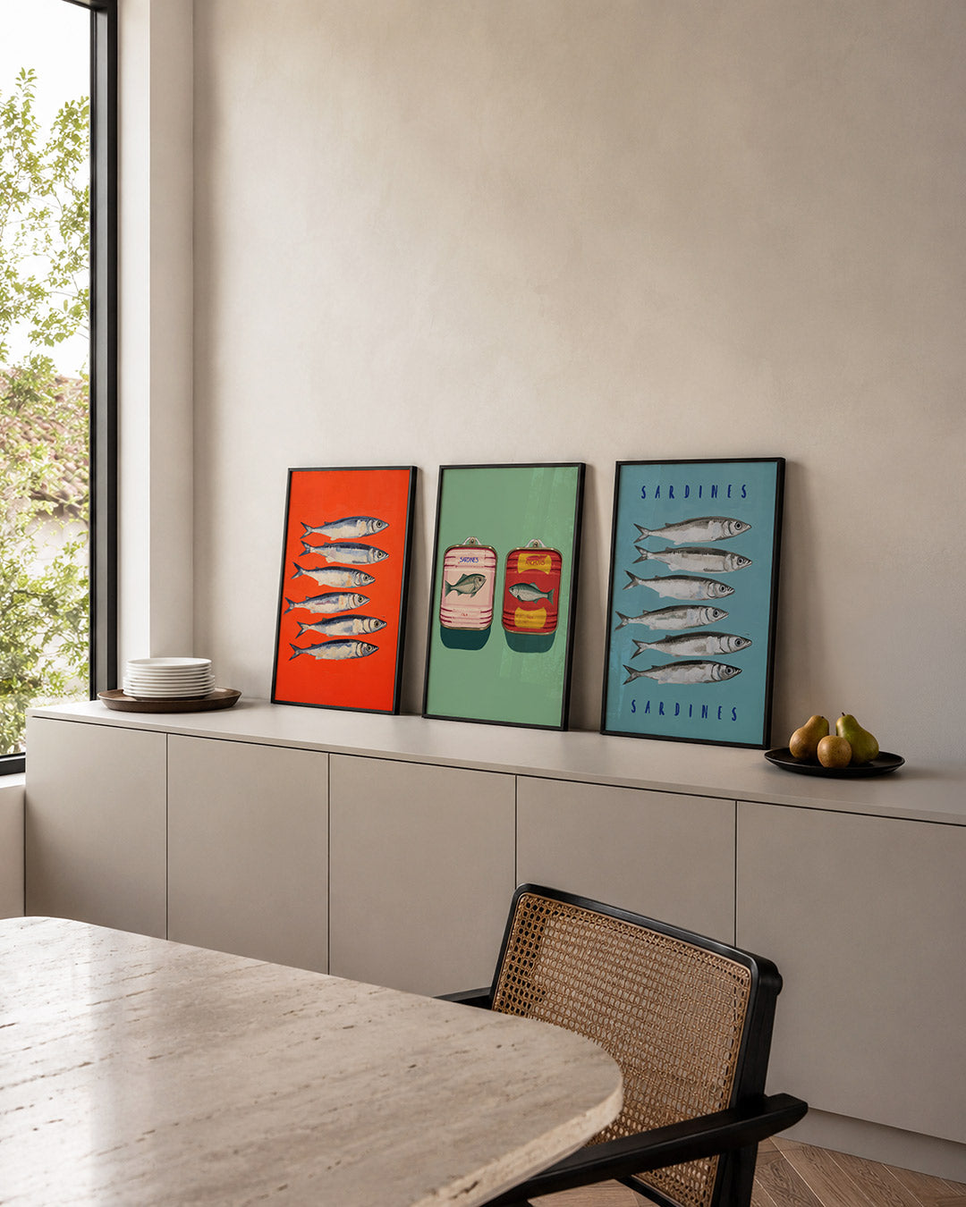Vissen op rood Posterset