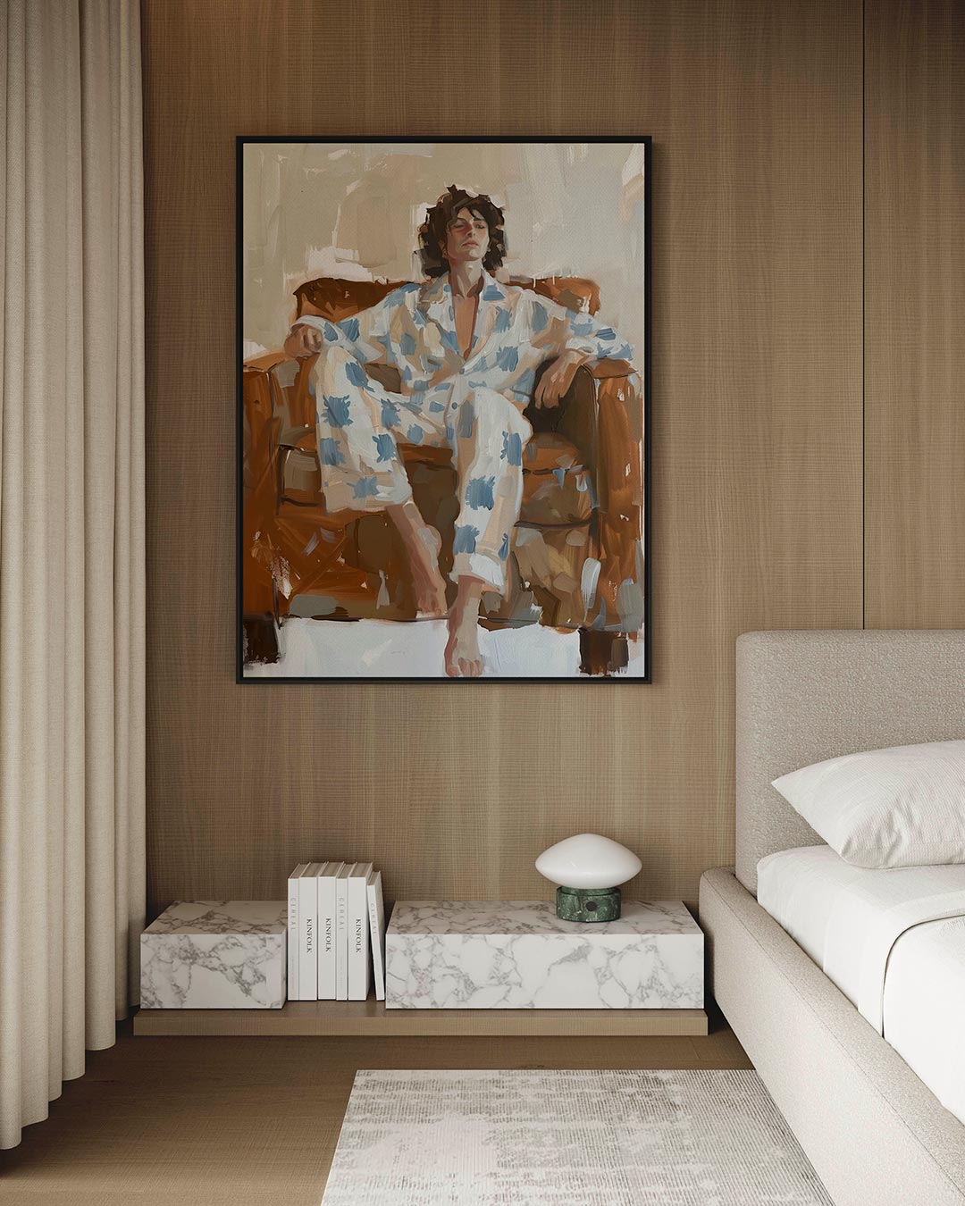 Relaxte zithouding Kunstwerk