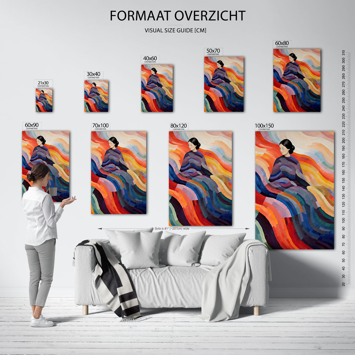 Vrouw met kleurrijke golven Poster