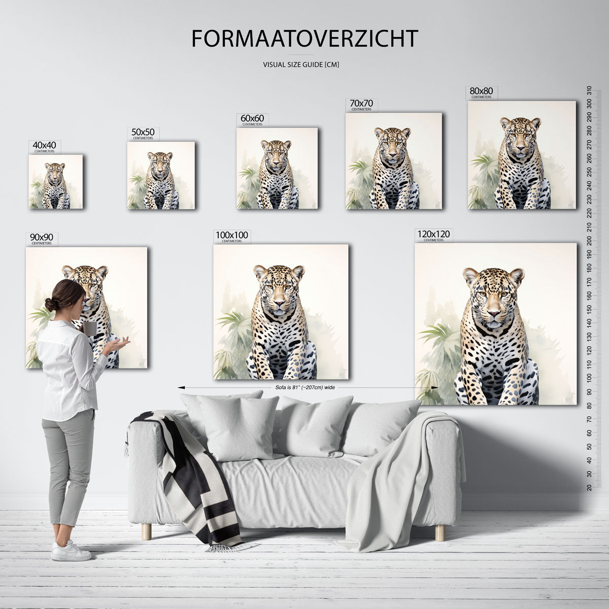 Luipaard met bladeren Poster