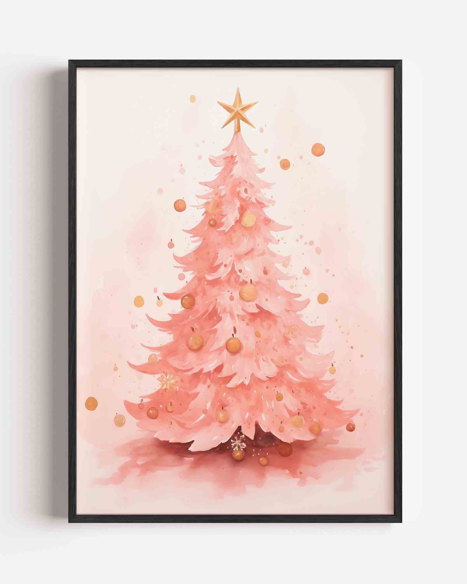 Roze kerstboom Poster